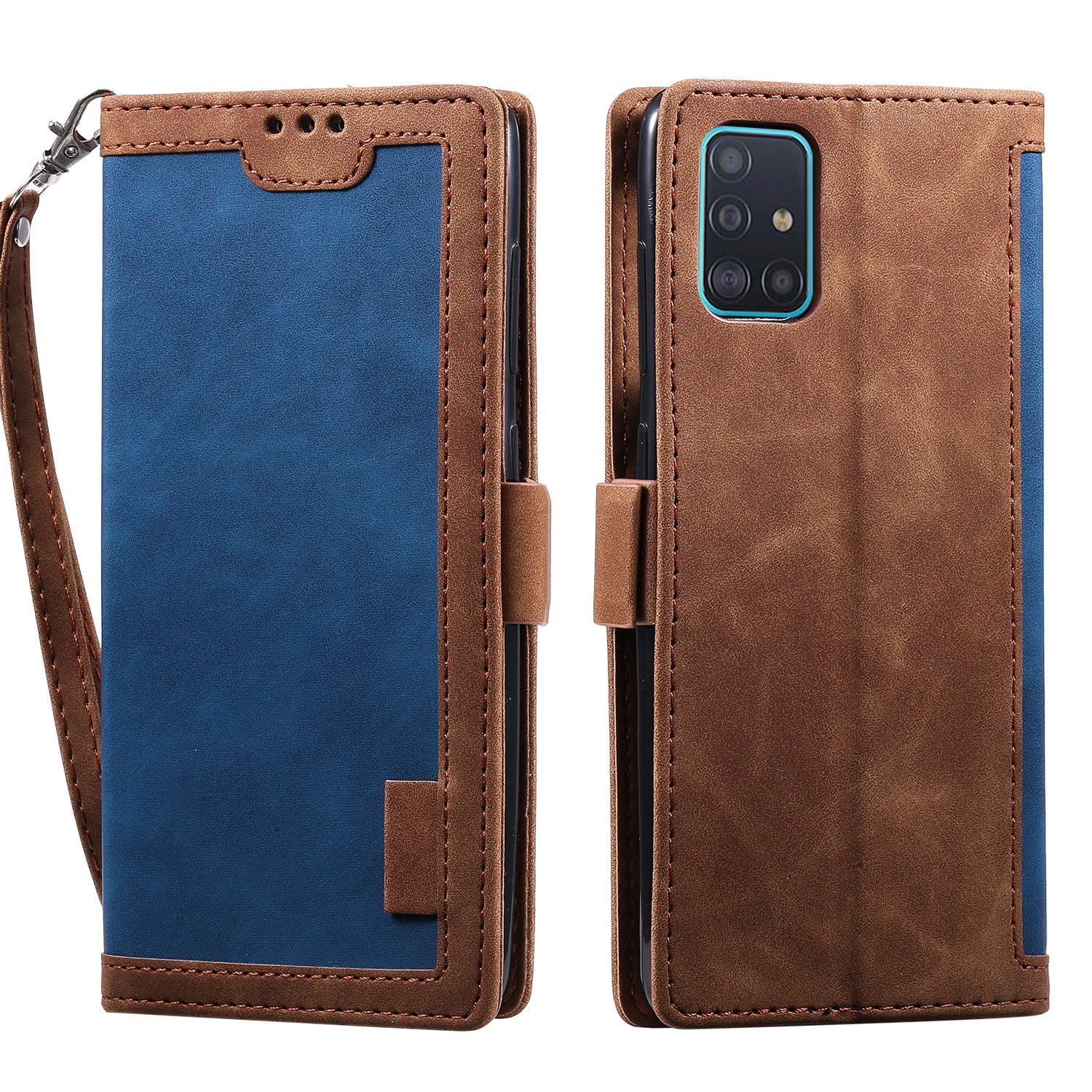 For Samsung Galaxy S20 FE/S20 Fan Edition/S20 FE 5G/S20 Fan Edition 5G/S20 Lite/S20 FE 2022 Vintage Splicing Style Wallet Stand Leather Cover Case - Blue