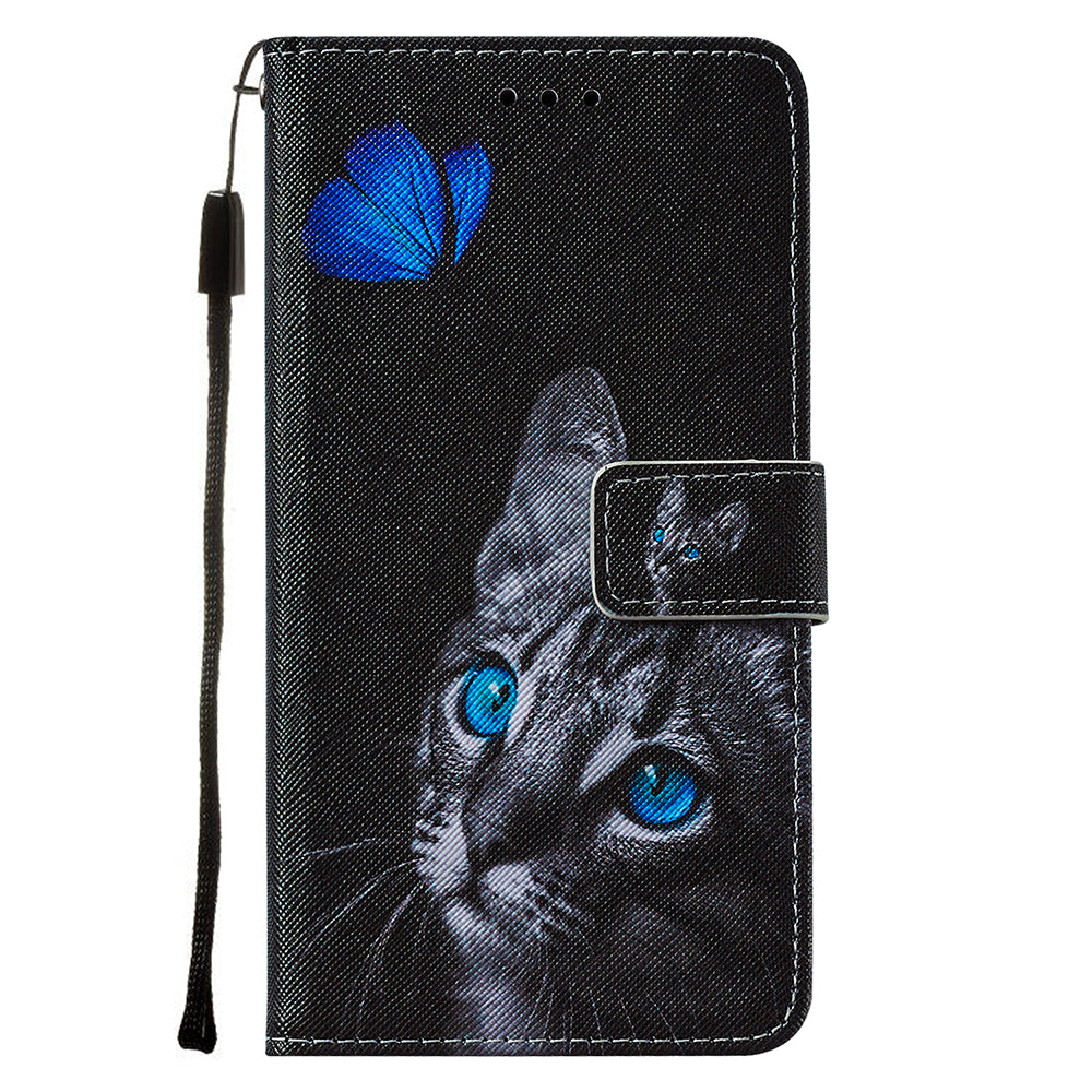 Leather Wallet Stand Phone Protective Case Pattern Printing for Samsung Galaxy S20 Plus/S20 Plus 5G - Cat