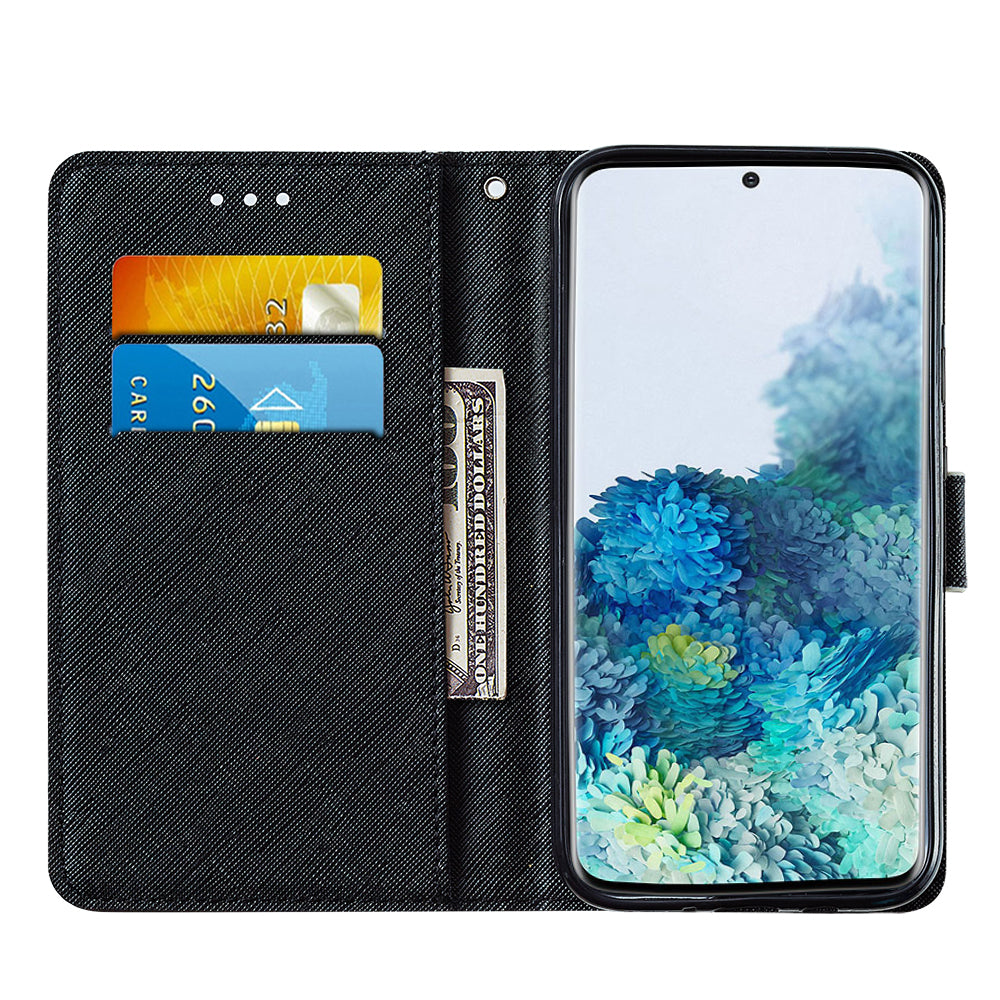 Leather Wallet Stand Phone Protective Case Pattern Printing for Samsung Galaxy S20 Plus/S20 Plus 5G - Cat