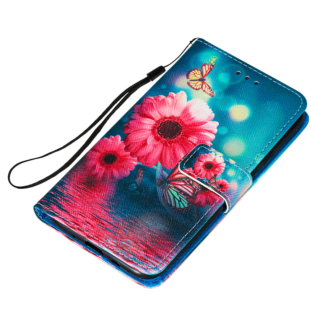 Leather Wallet Stand Phone Protective Case Pattern Printing for Samsung Galaxy S20 Plus/S20 Plus 5G - Flowers