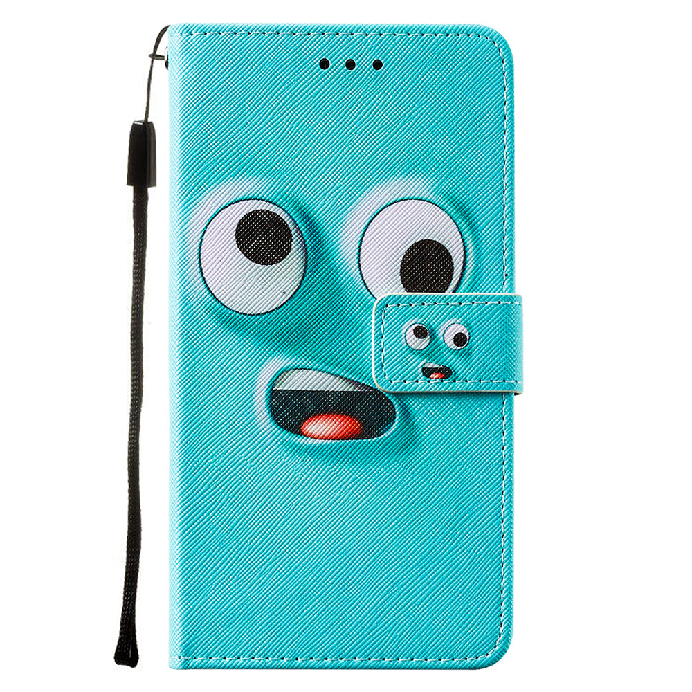 Leather Wallet Stand Phone Protective Case Pattern Printing for Samsung Galaxy S20 Plus/S20 Plus 5G - Funny Face