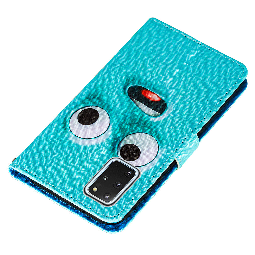 Leather Wallet Stand Phone Protective Case Pattern Printing for Samsung Galaxy S20 Plus/S20 Plus 5G - Funny Face