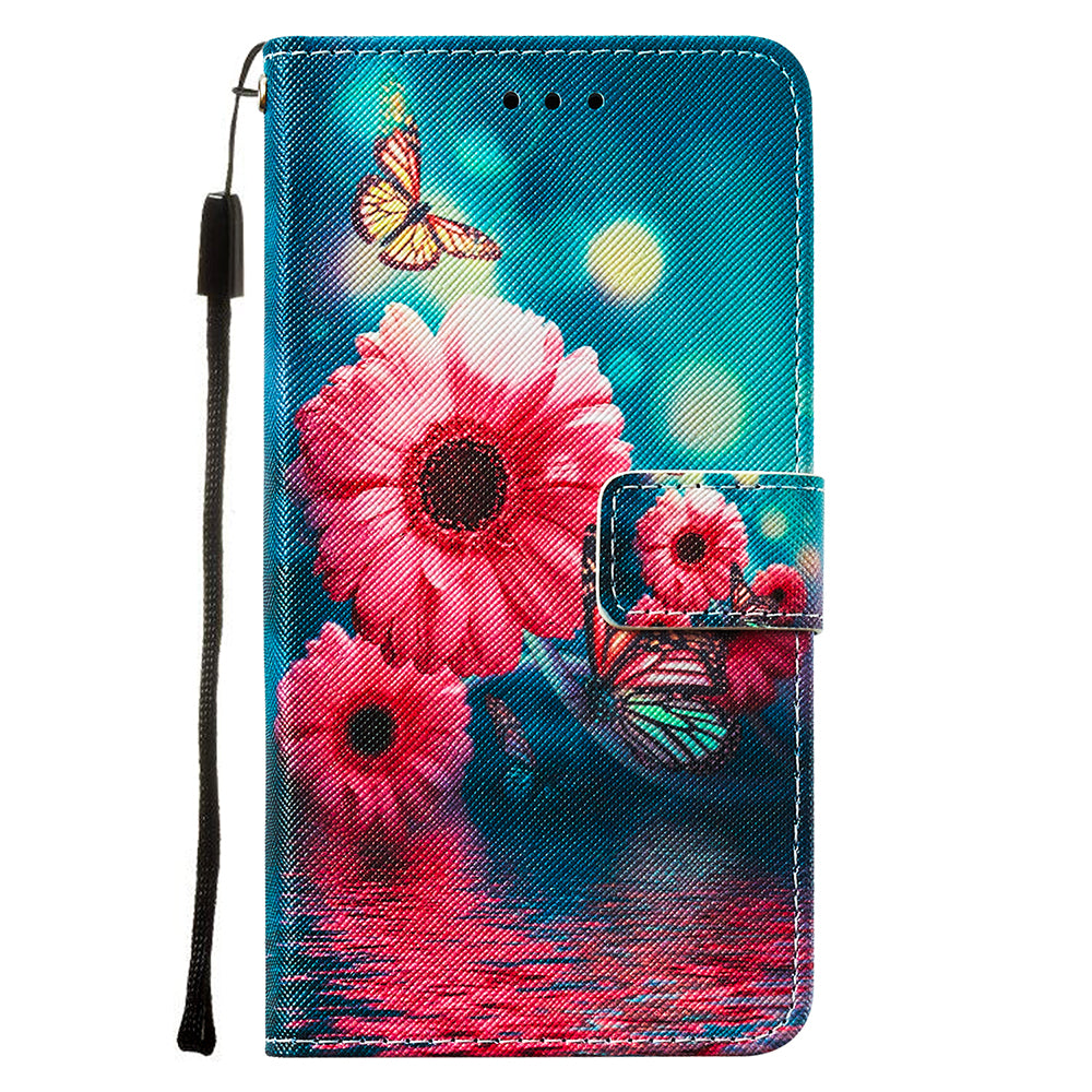 Pattern Printing Leather Phone Cover Case with Cards Slots for Samsung Galaxy S20 4G/S20 5G - Flowers