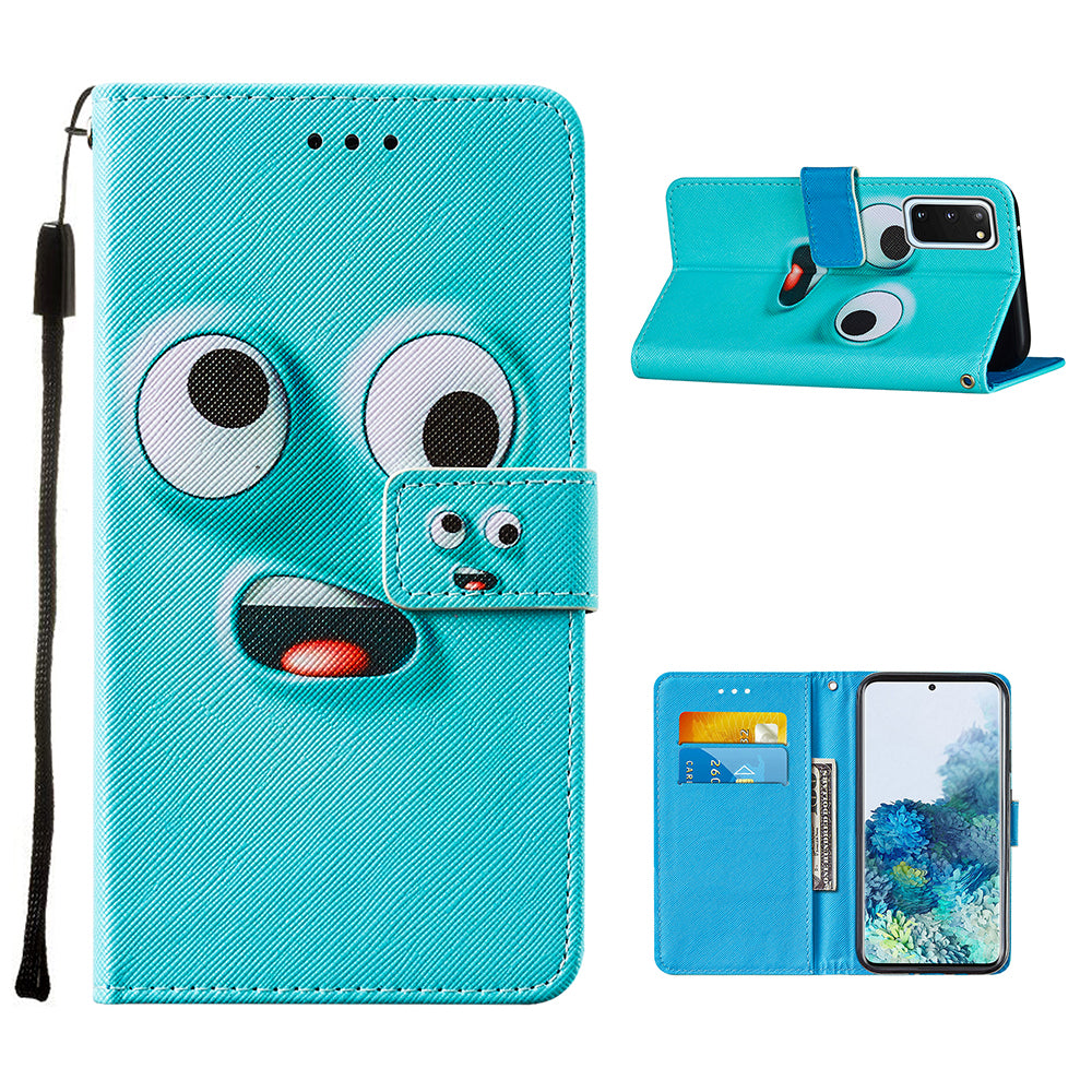 Pattern Printing Leather Phone Cover Case with Cards Slots for Samsung Galaxy S20 4G/S20 5G - Funny Face