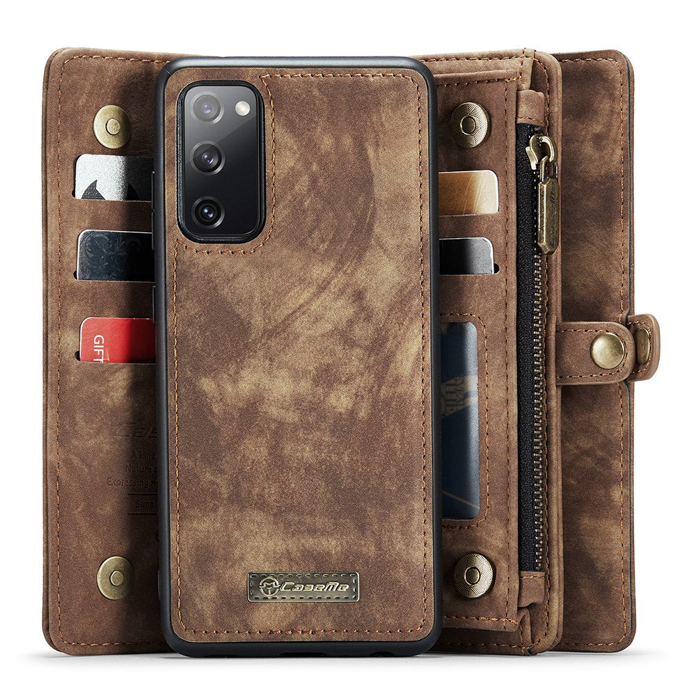 CASEME for Samsung Galaxy S20 FE / S20 Fan Edition / S20 FE 5G / S20 Fan Edition 5G / S20 Lite / S20 FE 2022 008 Series Multi-function 2-in-1 Wallet TPU+PU Leather Phone Case - Brown