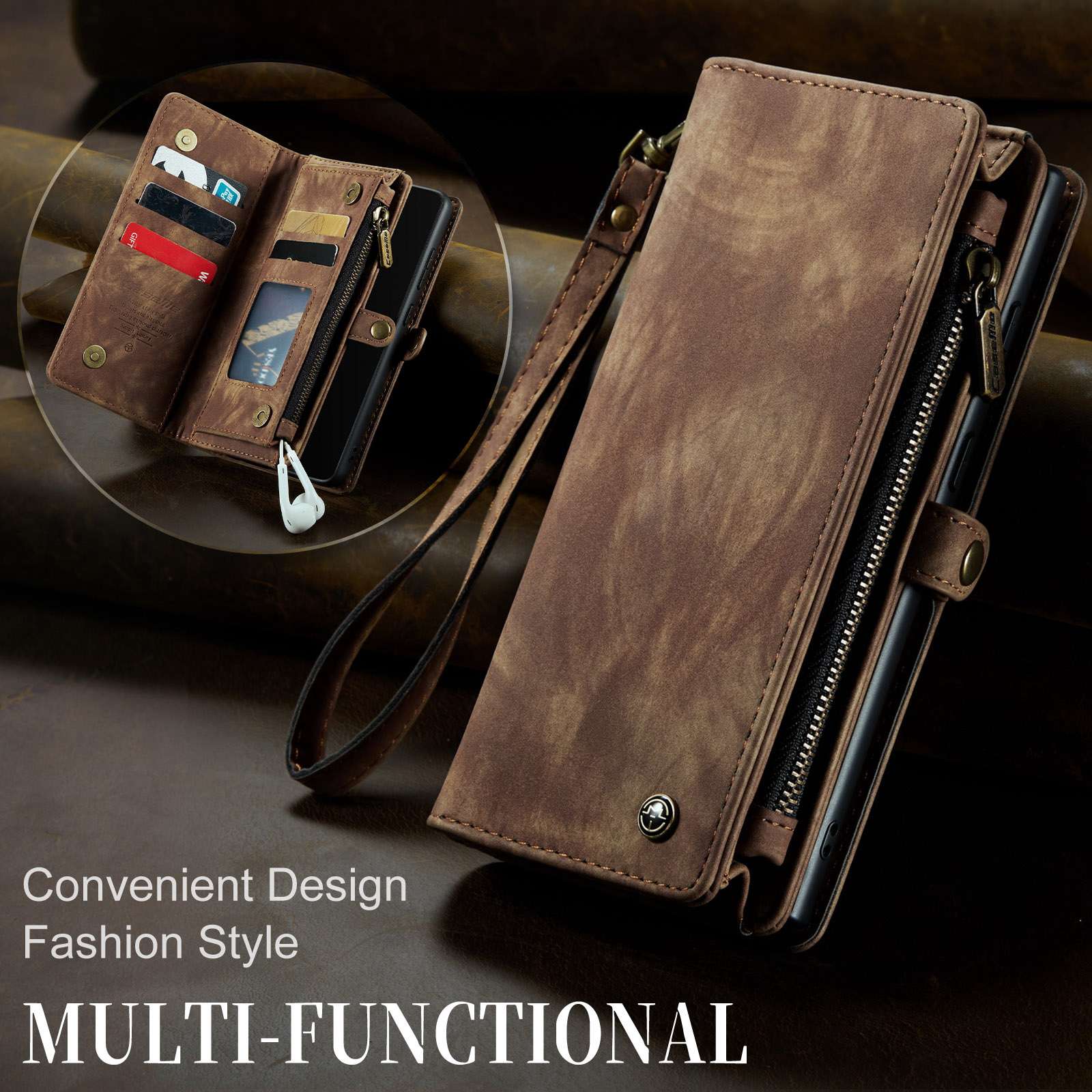 CASEME for Samsung Galaxy S20 FE / S20 Fan Edition / S20 FE 5G / S20 Fan Edition 5G / S20 Lite / S20 FE 2022 008 Series Multi-function 2-in-1 Wallet TPU+PU Leather Phone Case - Brown