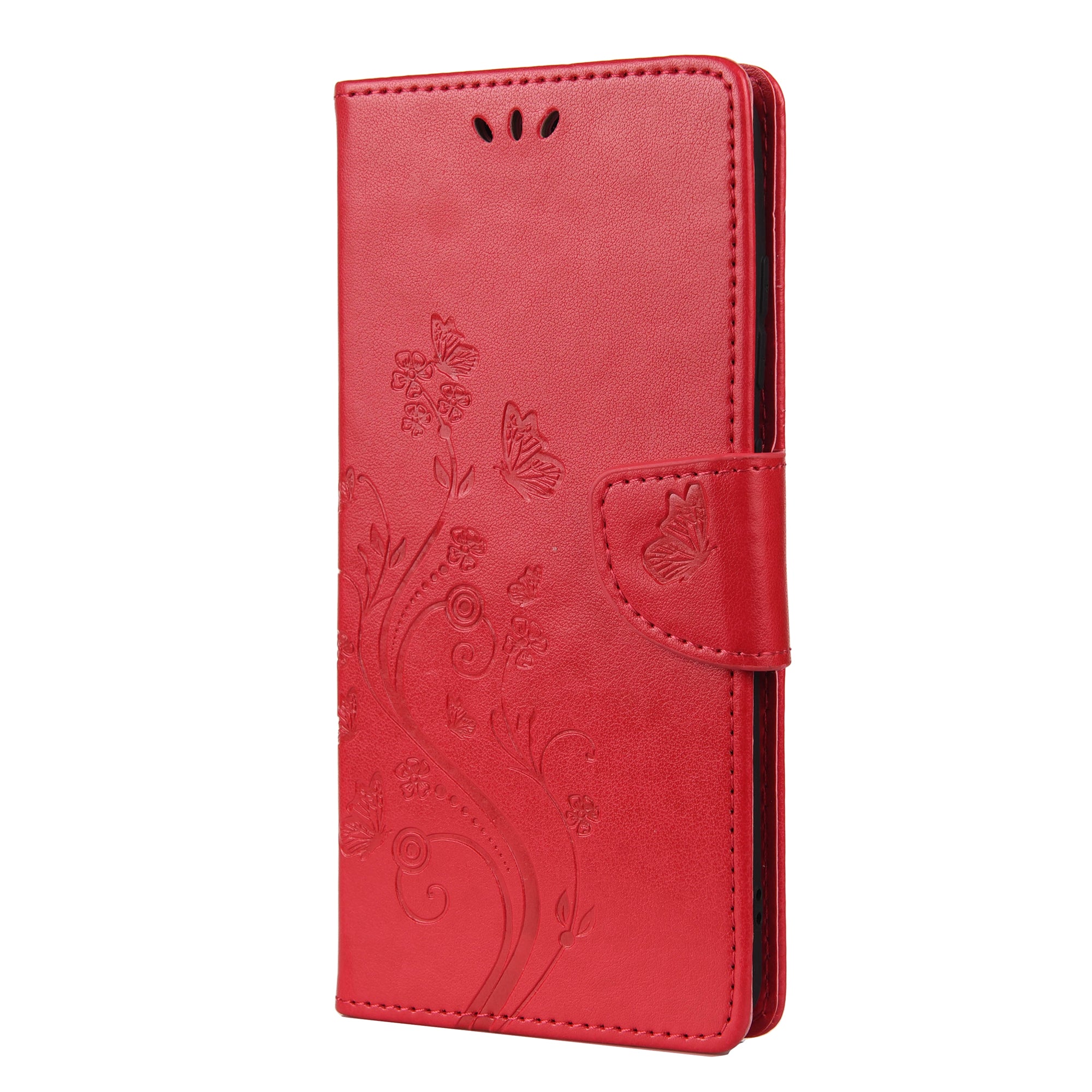 For Samsung Galaxy S20 FE/S20 Fan Edition/S20 FE 5G/S20 Fan Edition 5G/S20 Lite/S20 FE 2022 Butterfly Pattern Imprinting Stand Leather Wallet Phone Cover Shell - Red