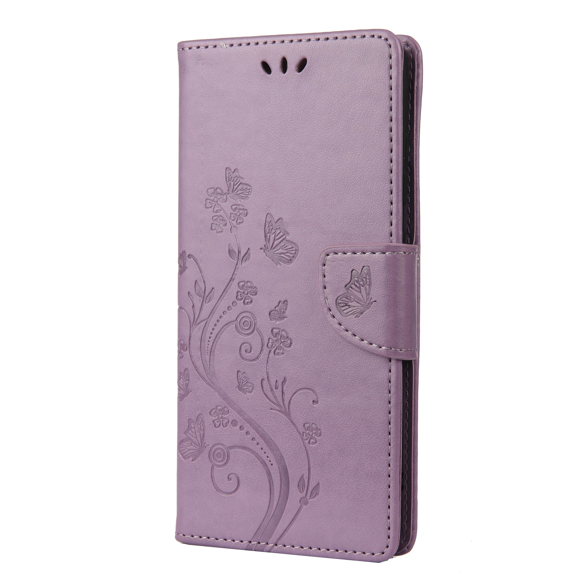 For Samsung Galaxy S20 FE/S20 Fan Edition/S20 FE 5G/S20 Fan Edition 5G/S20 Lite/S20 FE 2022 Butterfly Pattern Imprinting Stand Leather Wallet Phone Cover Shell - Light Purple