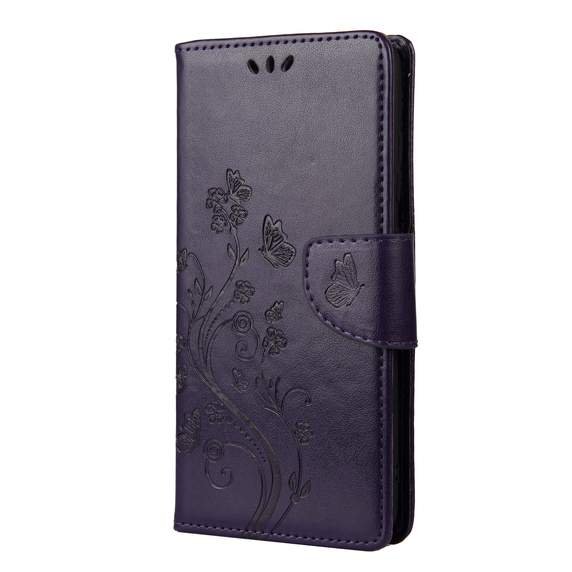 For Samsung Galaxy S20 FE/S20 Fan Edition/S20 FE 5G/S20 Fan Edition 5G/S20 Lite/S20 FE 2022 Butterfly Pattern Imprinting Stand Leather Wallet Phone Cover Shell - Dark Purple