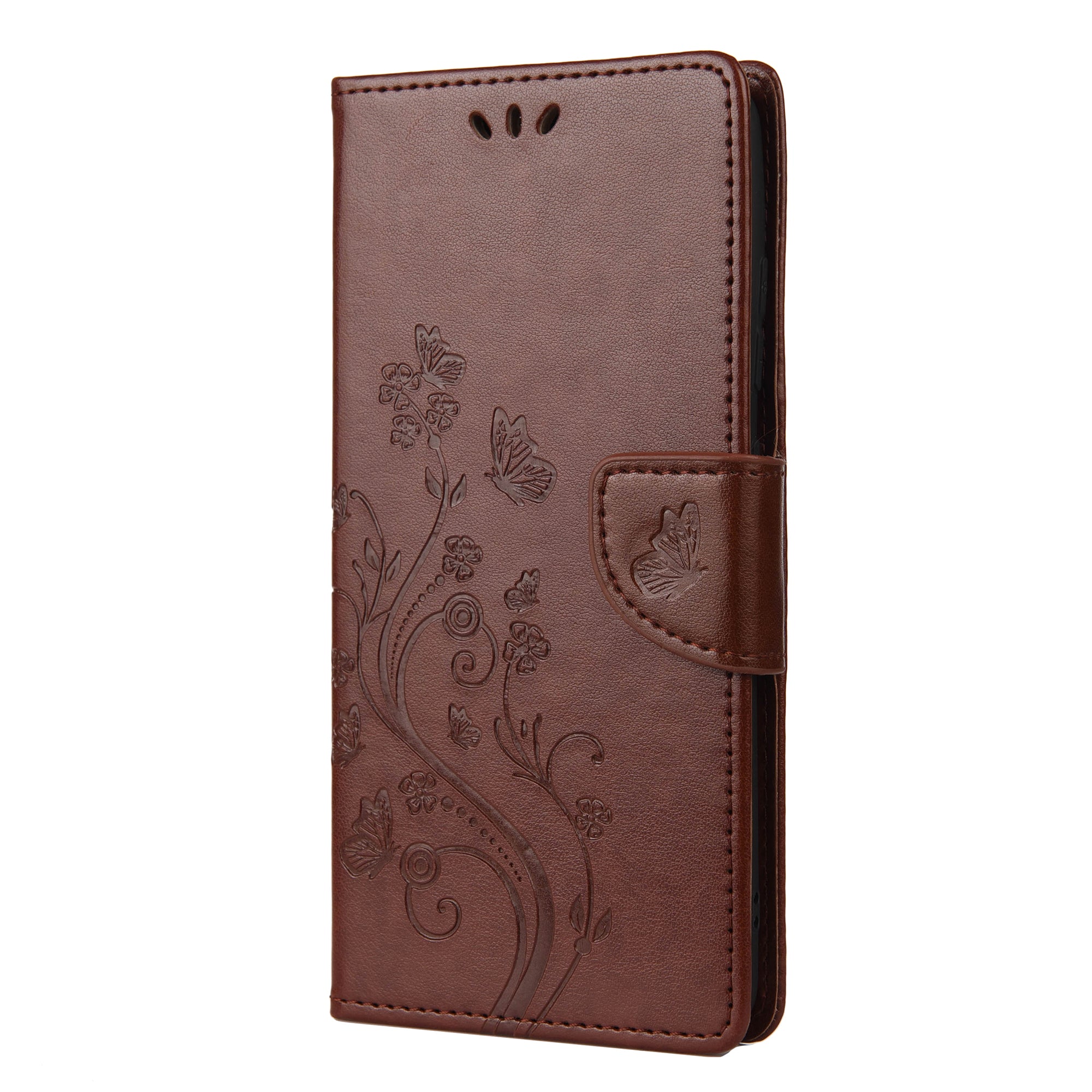 For Samsung Galaxy S20 FE/S20 Fan Edition/S20 FE 5G/S20 Fan Edition 5G/S20 Lite/S20 FE 2022 Butterfly Pattern Imprinting Stand Leather Wallet Phone Cover Shell - Brown