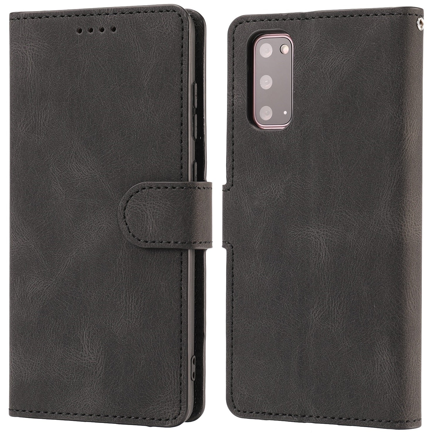 TPU + PU Leather Phone Protective Shell with Wallet and Stand for Samsung Galaxy S20 4G/S20 5G - Black