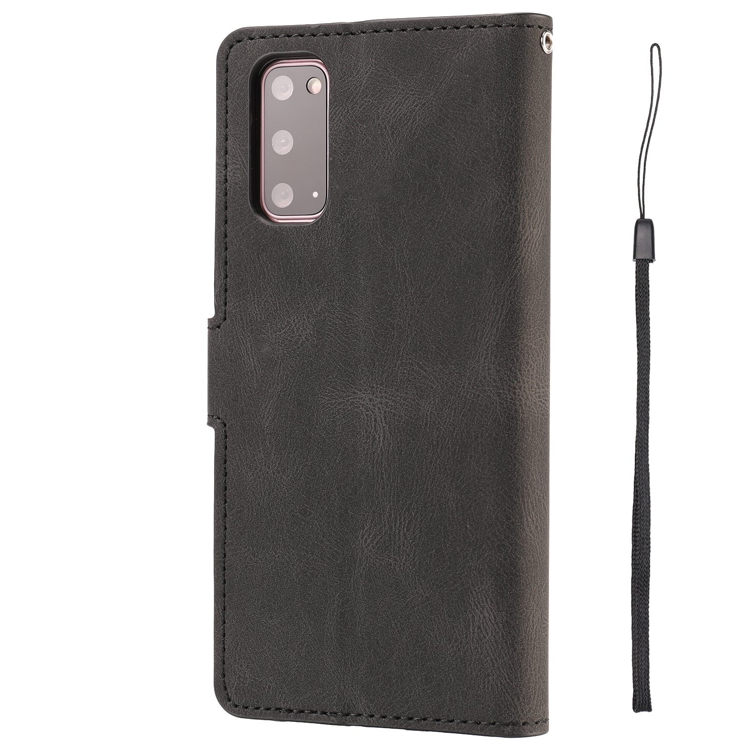 TPU + PU Leather Phone Protective Shell with Wallet and Stand for Samsung Galaxy S20 4G/S20 5G - Black