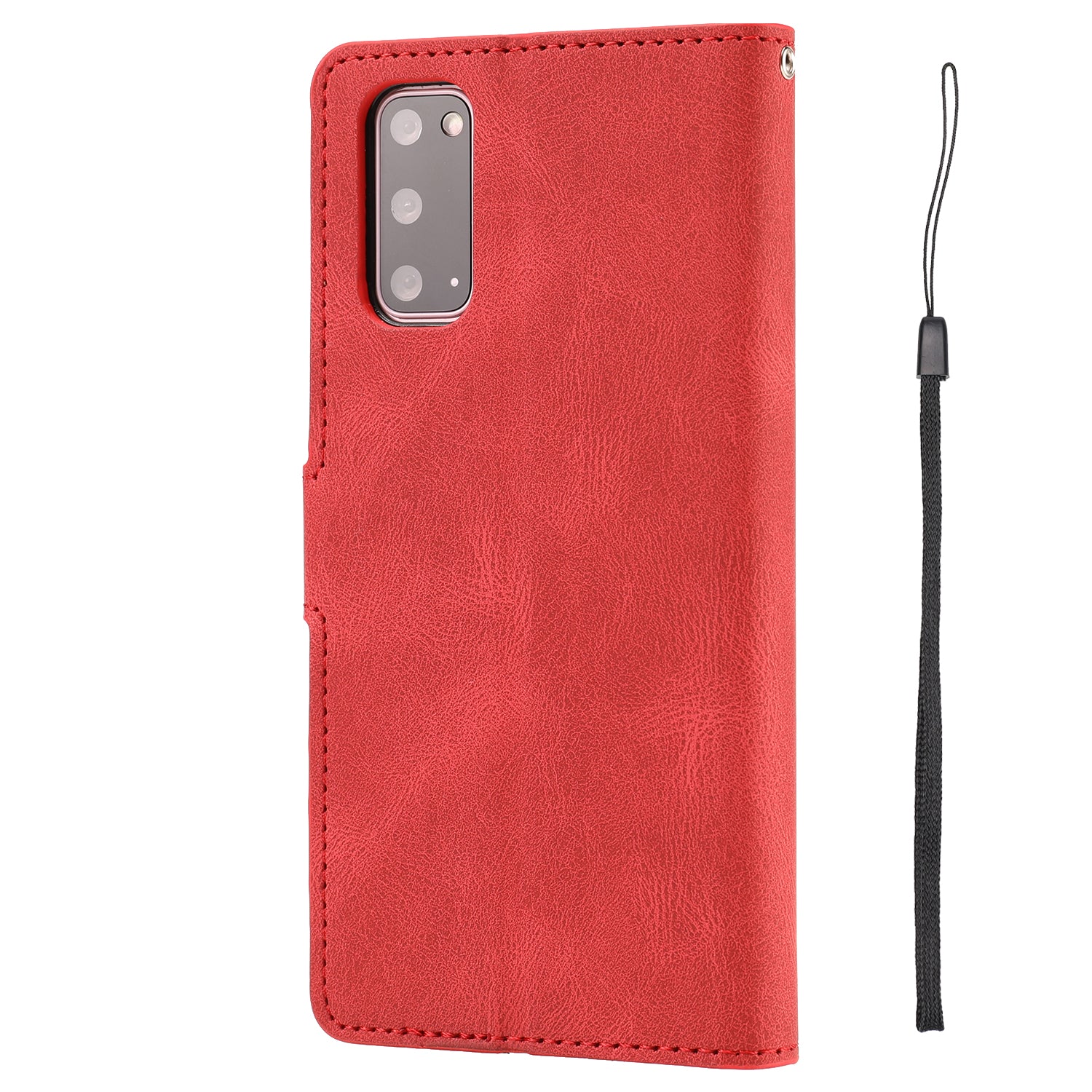 TPU + PU Leather Phone Protective Shell with Wallet and Stand for Samsung Galaxy S20 4G/S20 5G - Red