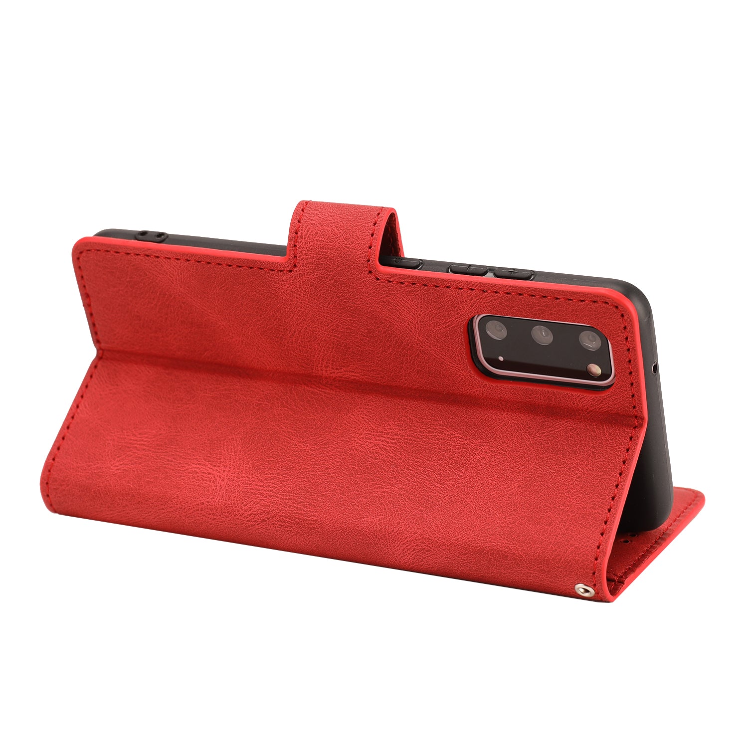 TPU + PU Leather Phone Protective Shell with Wallet and Stand for Samsung Galaxy S20 4G/S20 5G - Red