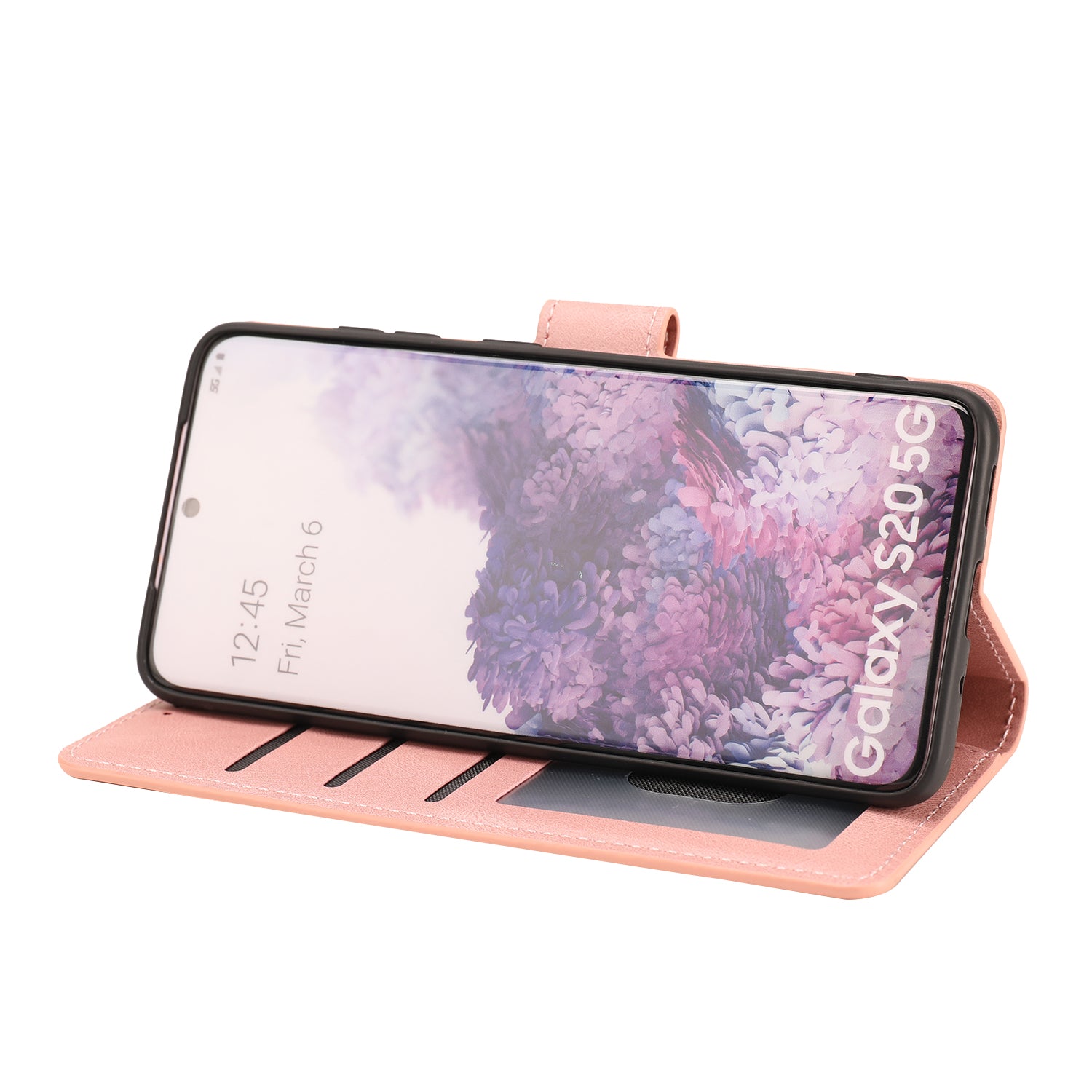 TPU + PU Leather Phone Protective Shell with Wallet and Stand for Samsung Galaxy S20 4G/S20 5G - Pink