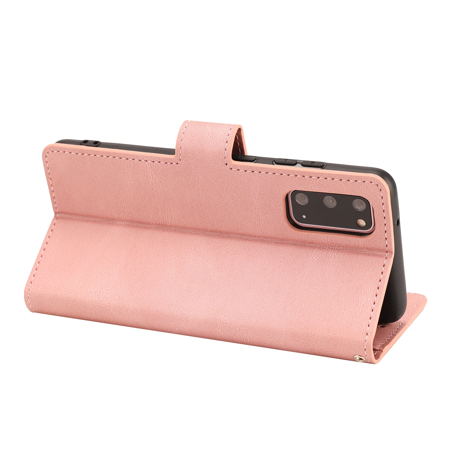 TPU + PU Leather Phone Protective Shell with Wallet and Stand for Samsung Galaxy S20 4G/S20 5G - Pink