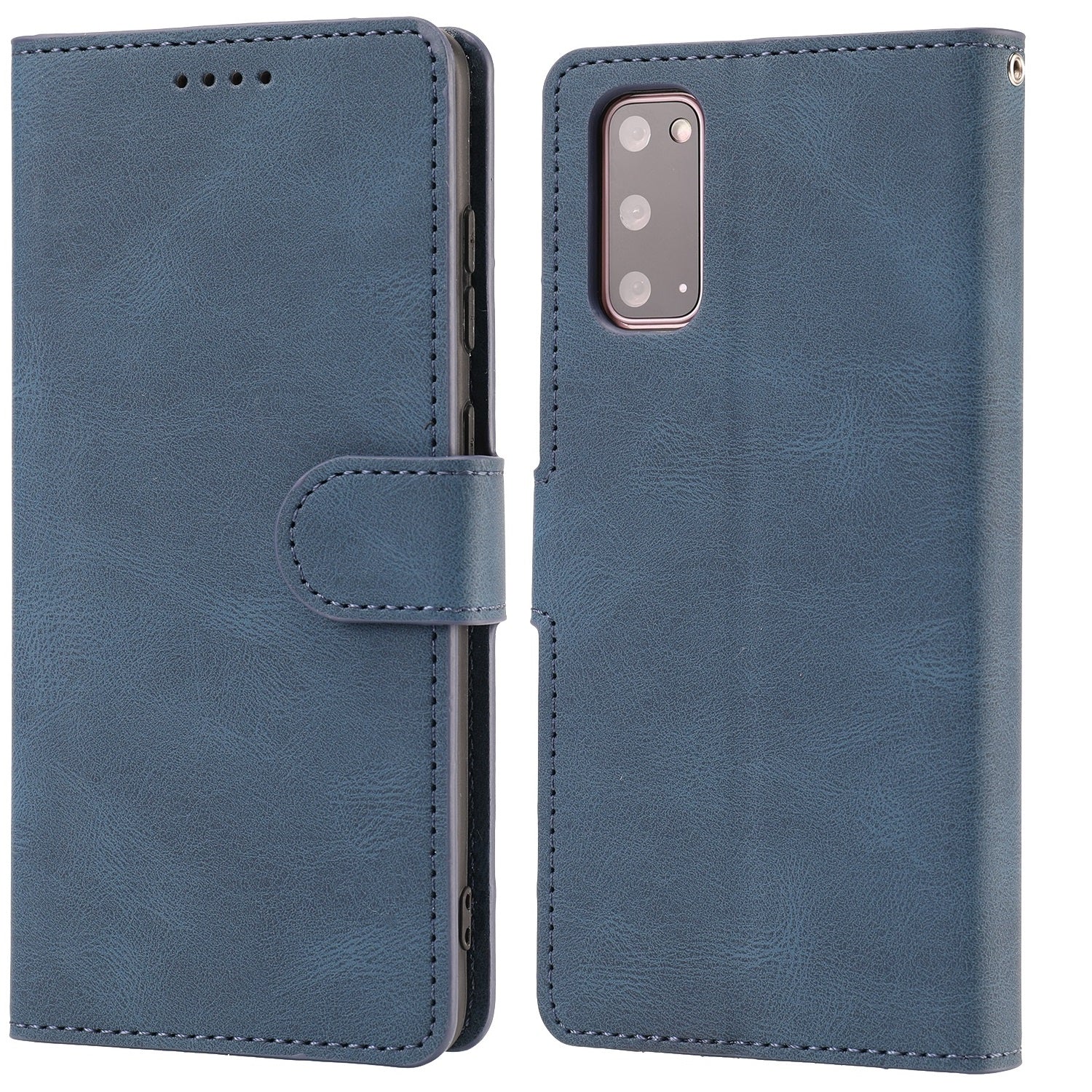 TPU + PU Leather Phone Protective Shell with Wallet and Stand for Samsung Galaxy S20 4G/S20 5G - Blue