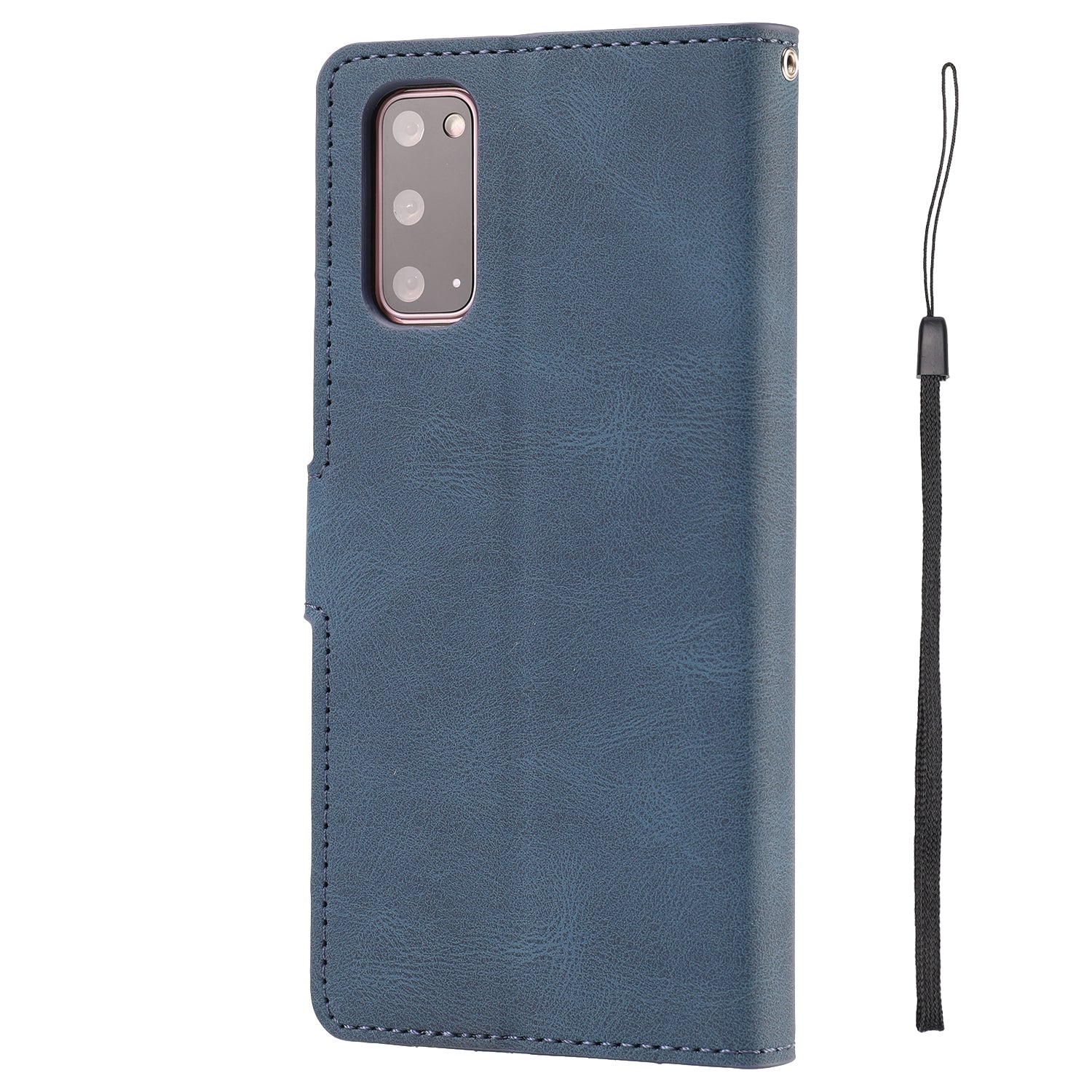 TPU + PU Leather Phone Protective Shell with Wallet and Stand for Samsung Galaxy S20 4G/S20 5G - Blue