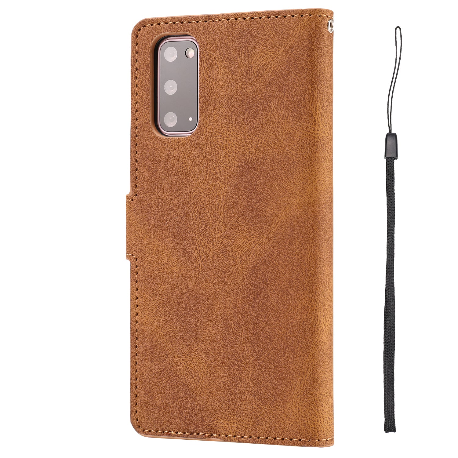 TPU + PU Leather Phone Protective Shell with Wallet and Stand for Samsung Galaxy S20 4G/S20 5G - Light Brown