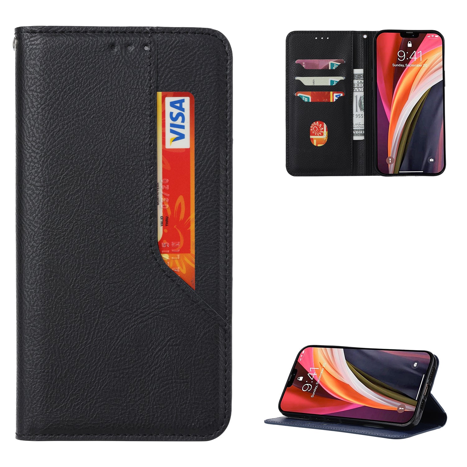 For Samsung Galaxy S20 FE/S20 Fan Edition/S20 FE 5G/S20 Fan Edition 5G/S20 Lite/S20 FE 2022 Auto-absorbed Leather Wallet Stand Protective Cover - Black