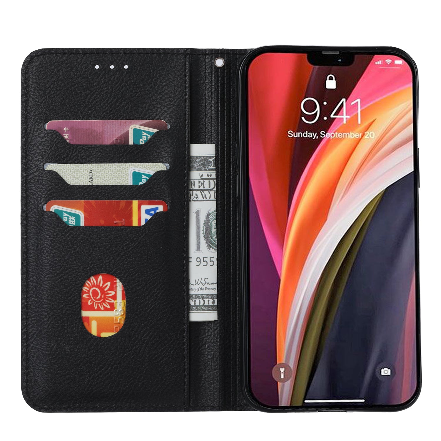 For Samsung Galaxy S20 FE/S20 Fan Edition/S20 FE 5G/S20 Fan Edition 5G/S20 Lite/S20 FE 2022 Auto-absorbed Leather Wallet Stand Protective Cover - Black