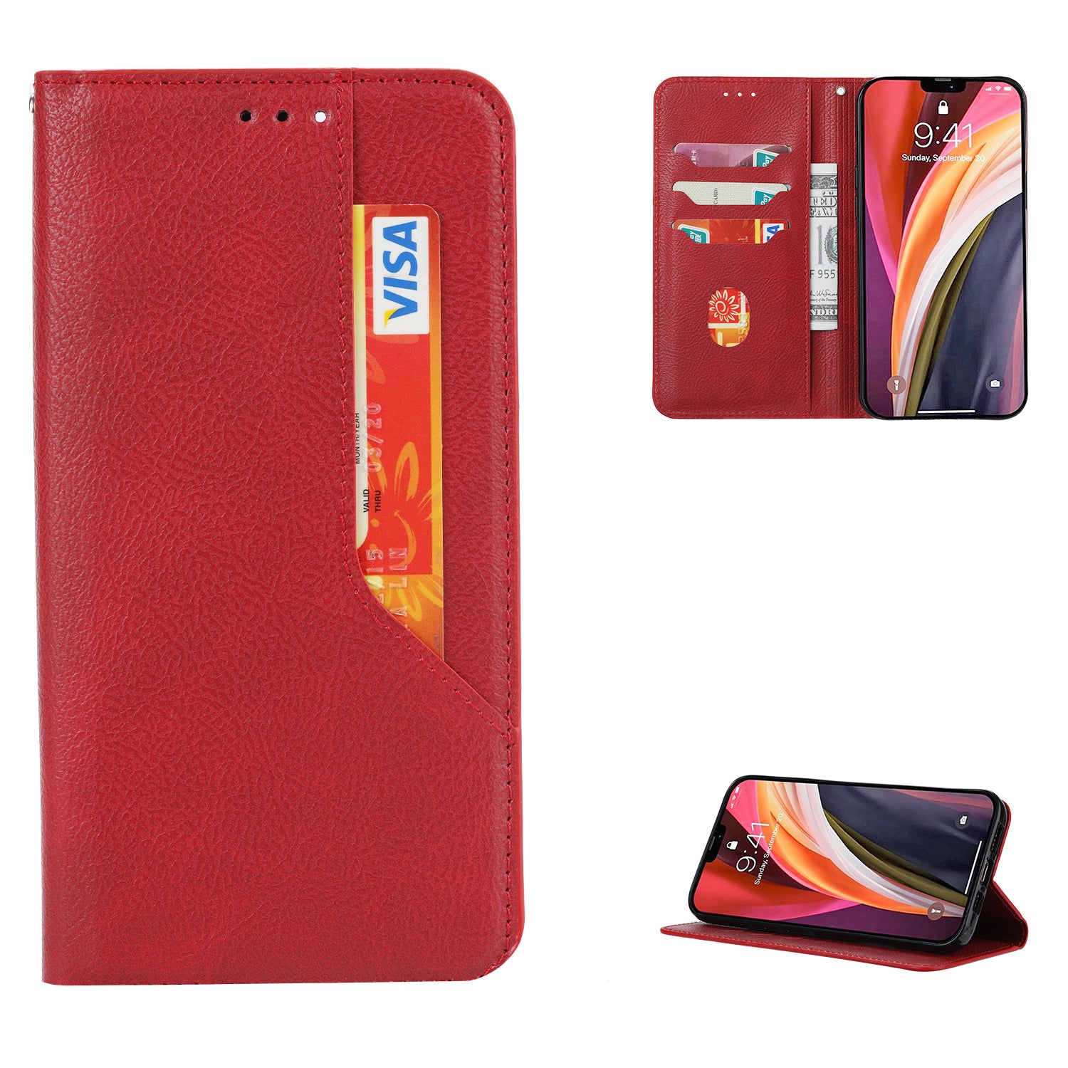 For Samsung Galaxy S20 FE/S20 Fan Edition/S20 FE 5G/S20 Fan Edition 5G/S20 Lite/S20 FE 2022 Auto-absorbed Leather Wallet Stand Protective Cover - Red