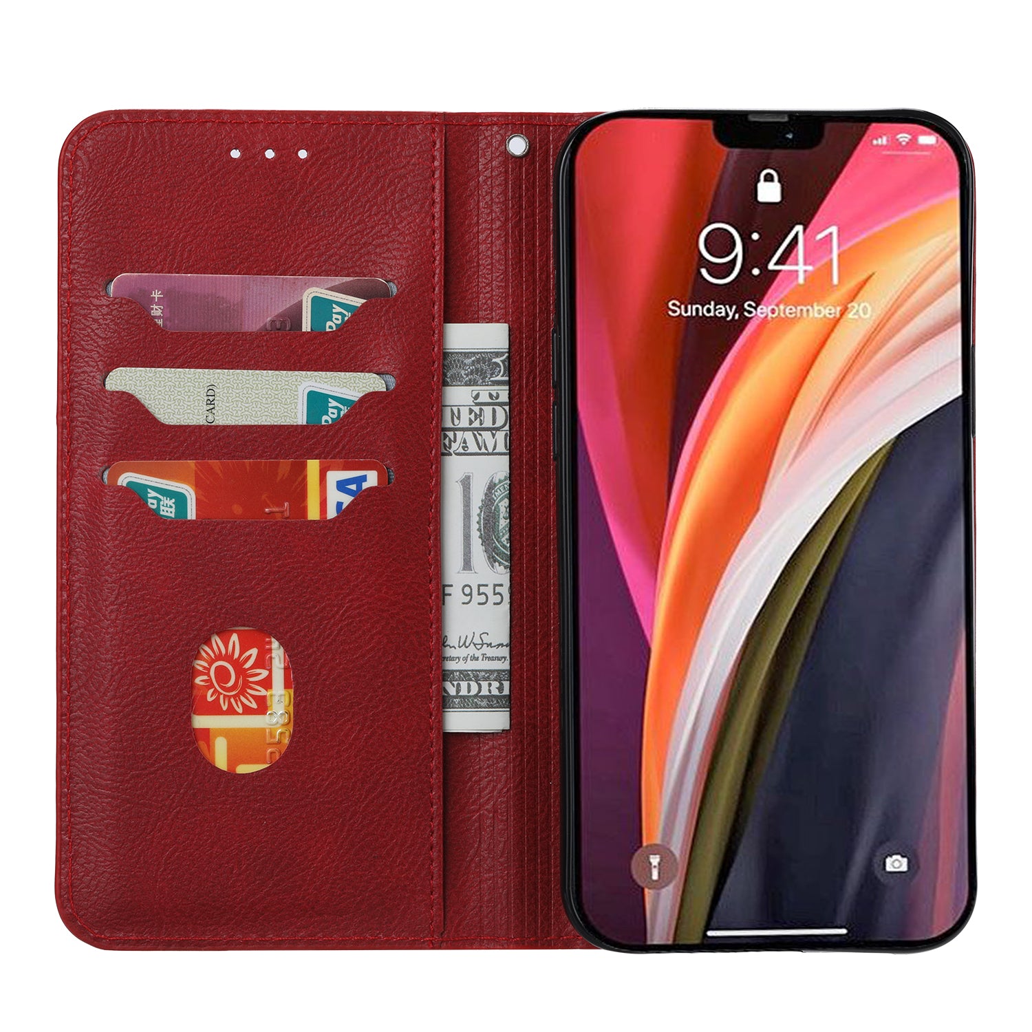 For Samsung Galaxy S20 FE/S20 Fan Edition/S20 FE 5G/S20 Fan Edition 5G/S20 Lite/S20 FE 2022 Auto-absorbed Leather Wallet Stand Protective Cover - Red