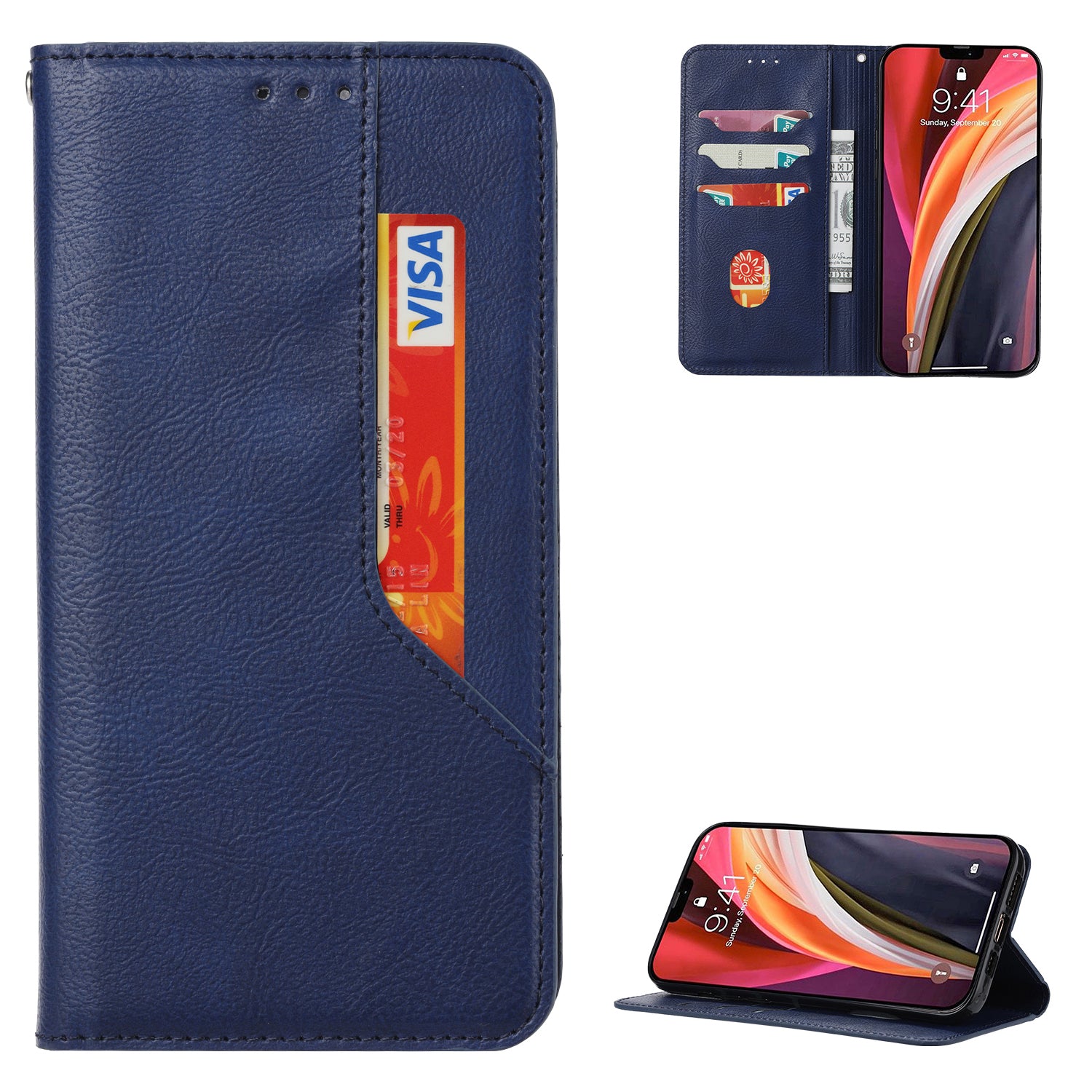 For Samsung Galaxy S20 FE/S20 Fan Edition/S20 FE 5G/S20 Fan Edition 5G/S20 Lite/S20 FE 2022 Auto-absorbed Leather Wallet Stand Protective Cover - Blue