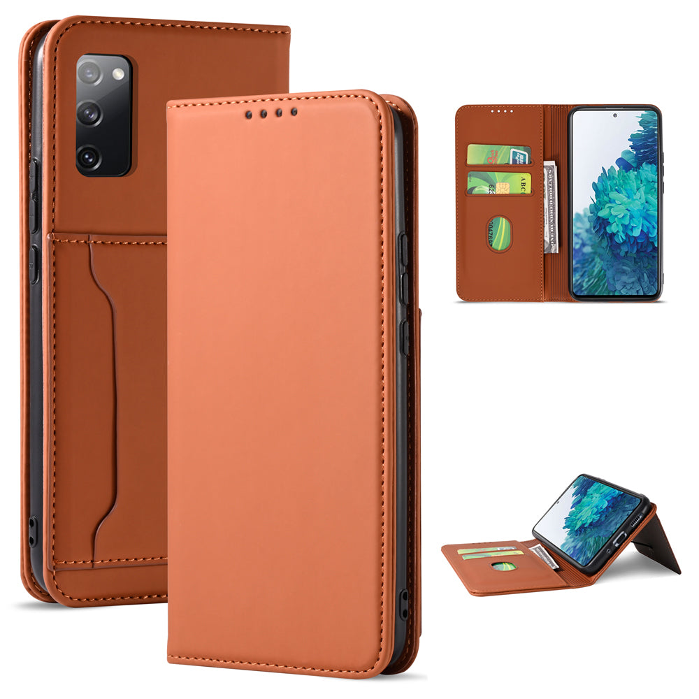 For Samsung Galaxy S20 FE/S20 Fan Edition/S20 FE 5G/S20 Fan Edition 5G/S20 Lite/S20 FE 2022 Liquid Silicone Touch Leather Case - Brown