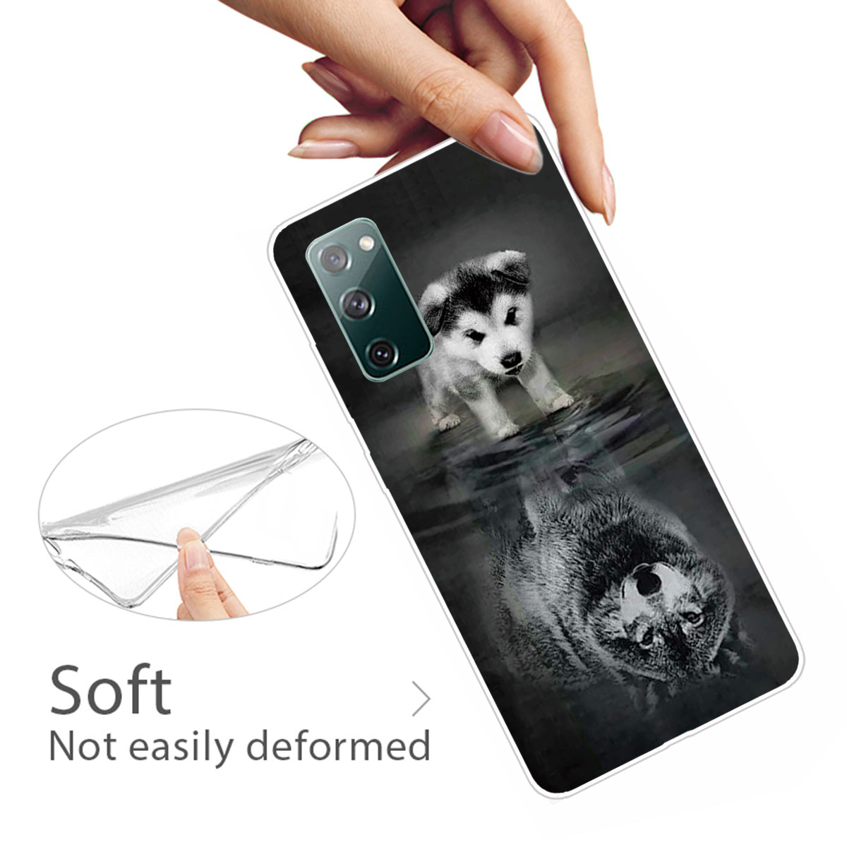 For Samsung Galaxy S20 FE/S20 Fan Edition/S20 FE 5G/S20 Fan Edition 5G/S20 Lite/S20 FE 2022 Pattern Printing IMD Soft TPU Phone Case - Dog and Wolf