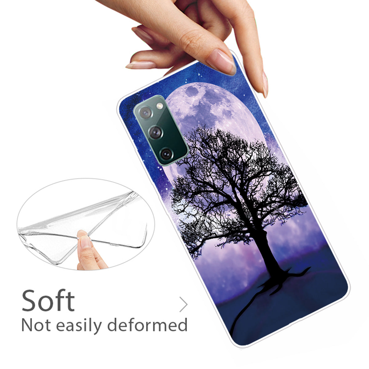 For Samsung Galaxy S20 FE/S20 Fan Edition/S20 FE 5G/S20 Fan Edition 5G/S20 Lite/S20 FE 2022 Pattern Printing IMD Soft TPU Phone Case - Tree and Moon