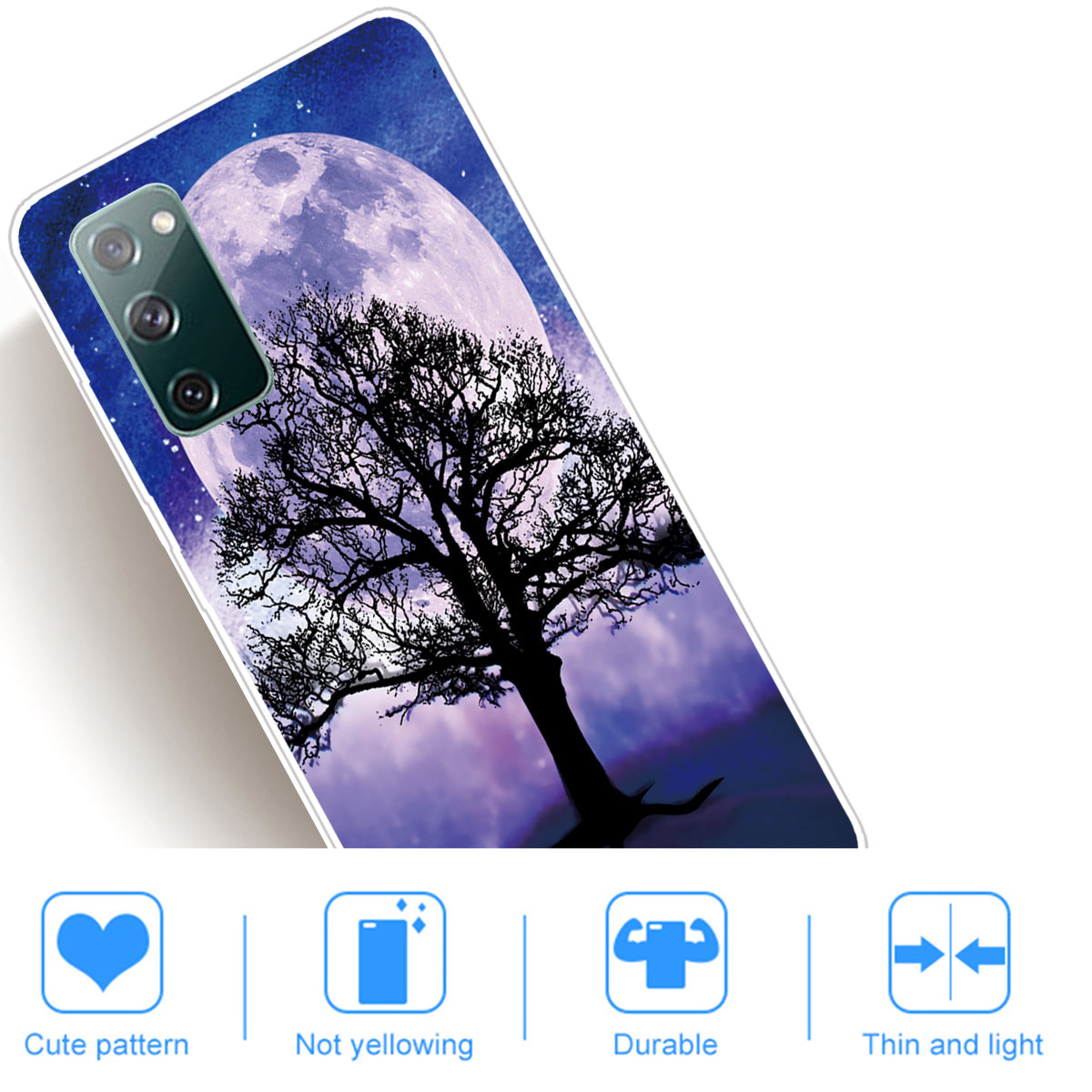 For Samsung Galaxy S20 FE/S20 Fan Edition/S20 FE 5G/S20 Fan Edition 5G/S20 Lite/S20 FE 2022 Pattern Printing IMD Soft TPU Phone Case - Tree and Moon