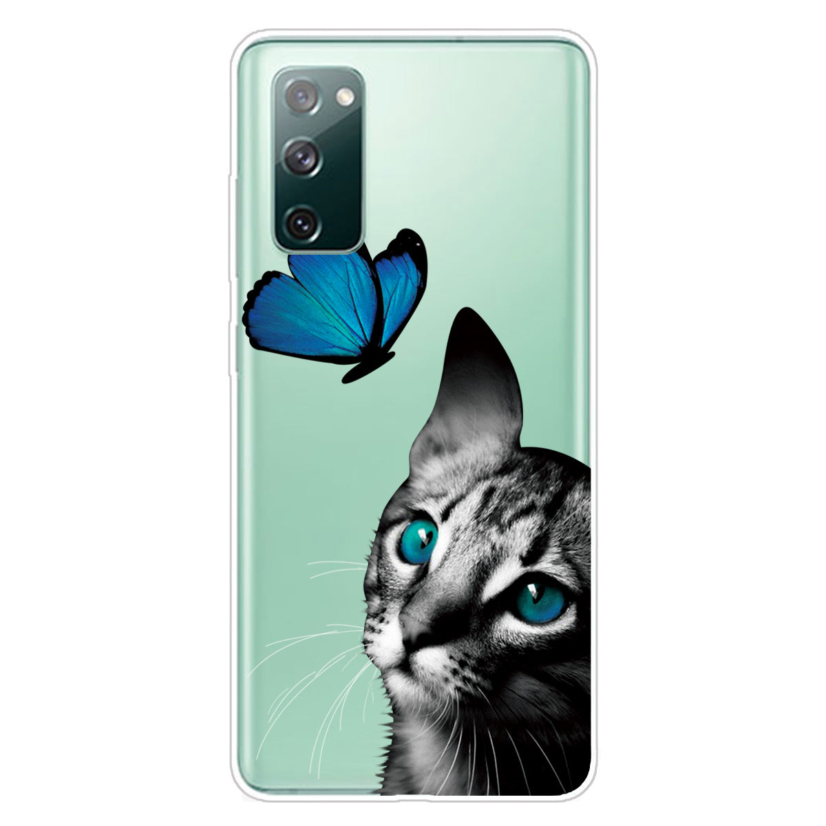 For Samsung Galaxy S20 FE/S20 Fan Edition/S20 FE 5G/S20 Fan Edition 5G/S20 Lite/S20 FE 2022 Pattern Printing IMD Soft TPU Phone Case - Cat and Butterfly