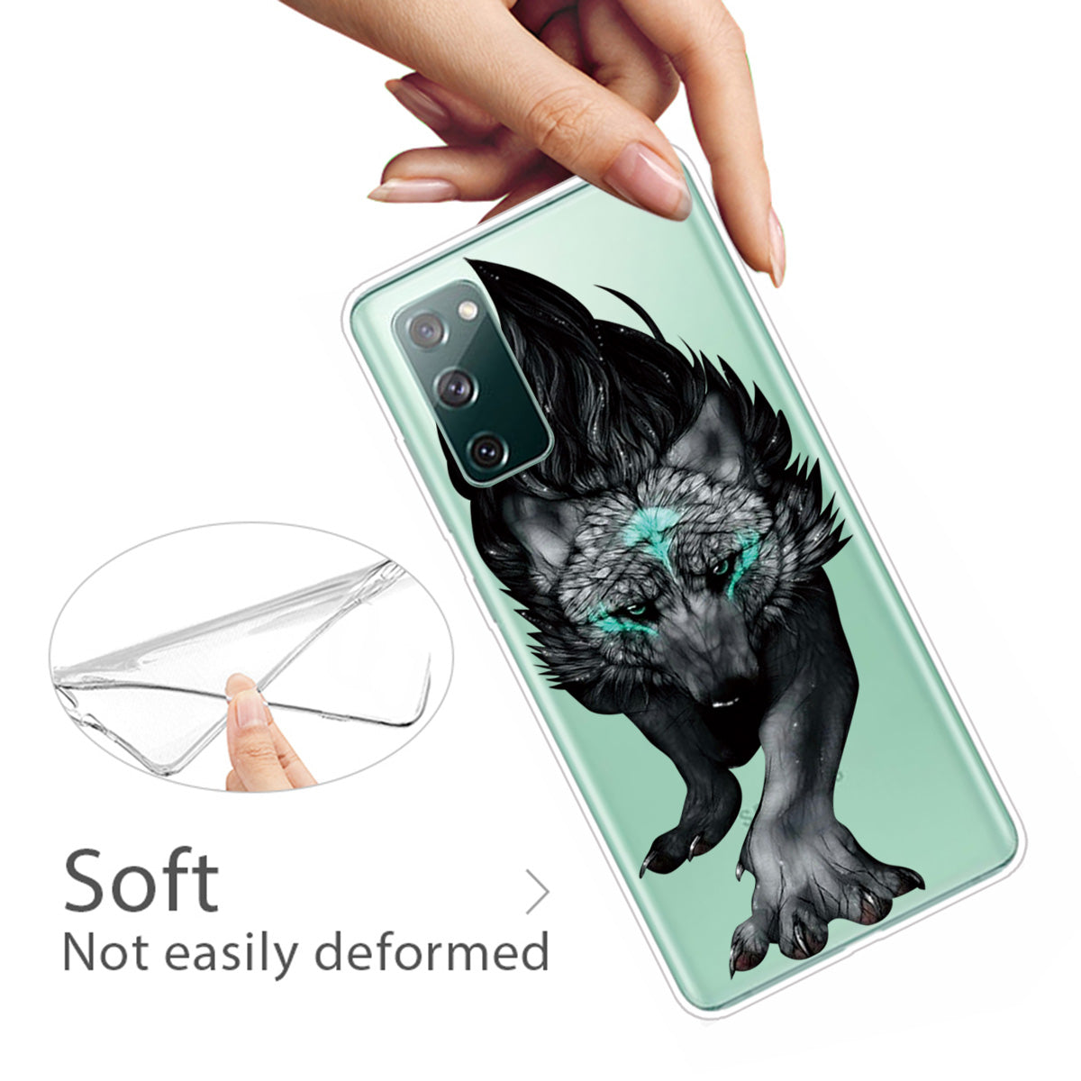 For Samsung Galaxy S20 FE/S20 Fan Edition/S20 FE 5G/S20 Fan Edition 5G/S20 Lite/S20 FE 2022 Pattern Printing IMD Soft TPU Phone Case - Angry Wolf