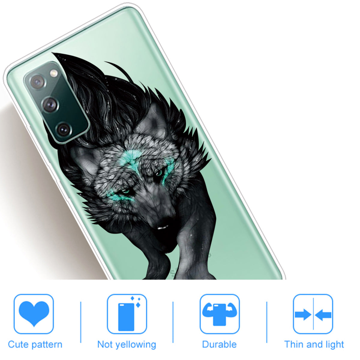 For Samsung Galaxy S20 FE/S20 Fan Edition/S20 FE 5G/S20 Fan Edition 5G/S20 Lite/S20 FE 2022 Pattern Printing IMD Soft TPU Phone Case - Angry Wolf