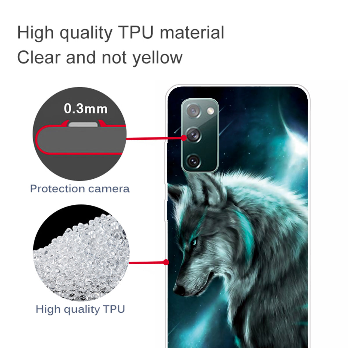 For Samsung Galaxy S20 FE/S20 Fan Edition/S20 FE 5G/S20 Fan Edition 5G/S20 Lite/S20 FE 2022 Pattern Printing IMD Soft TPU Phone Case - Wolf