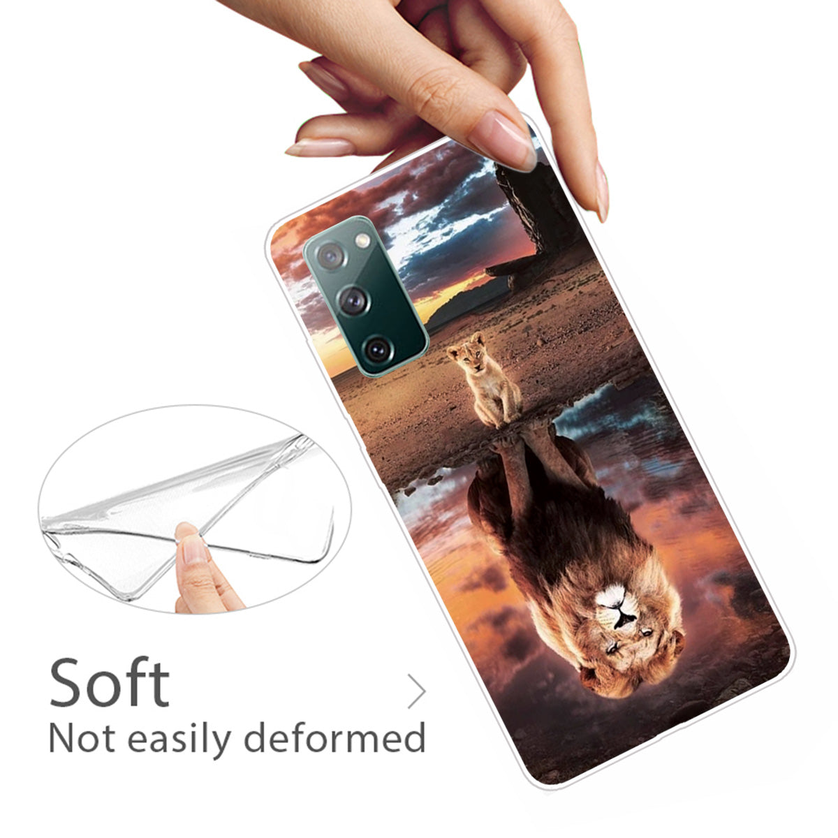 For Samsung Galaxy S20 FE/S20 Fan Edition/S20 FE 5G/S20 Fan Edition 5G/S20 Lite/S20 FE 2022 Pattern Printing IMD Soft TPU Phone Case - Lion