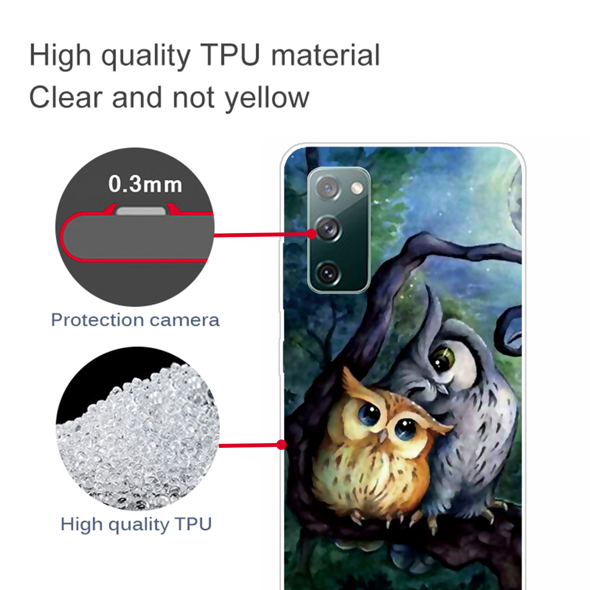 For Samsung Galaxy S20 FE/S20 Fan Edition/S20 FE 5G/S20 Fan Edition 5G/S20 Lite/S20 FE 2022 Pattern Printing IMD Soft TPU Phone Case - Owl