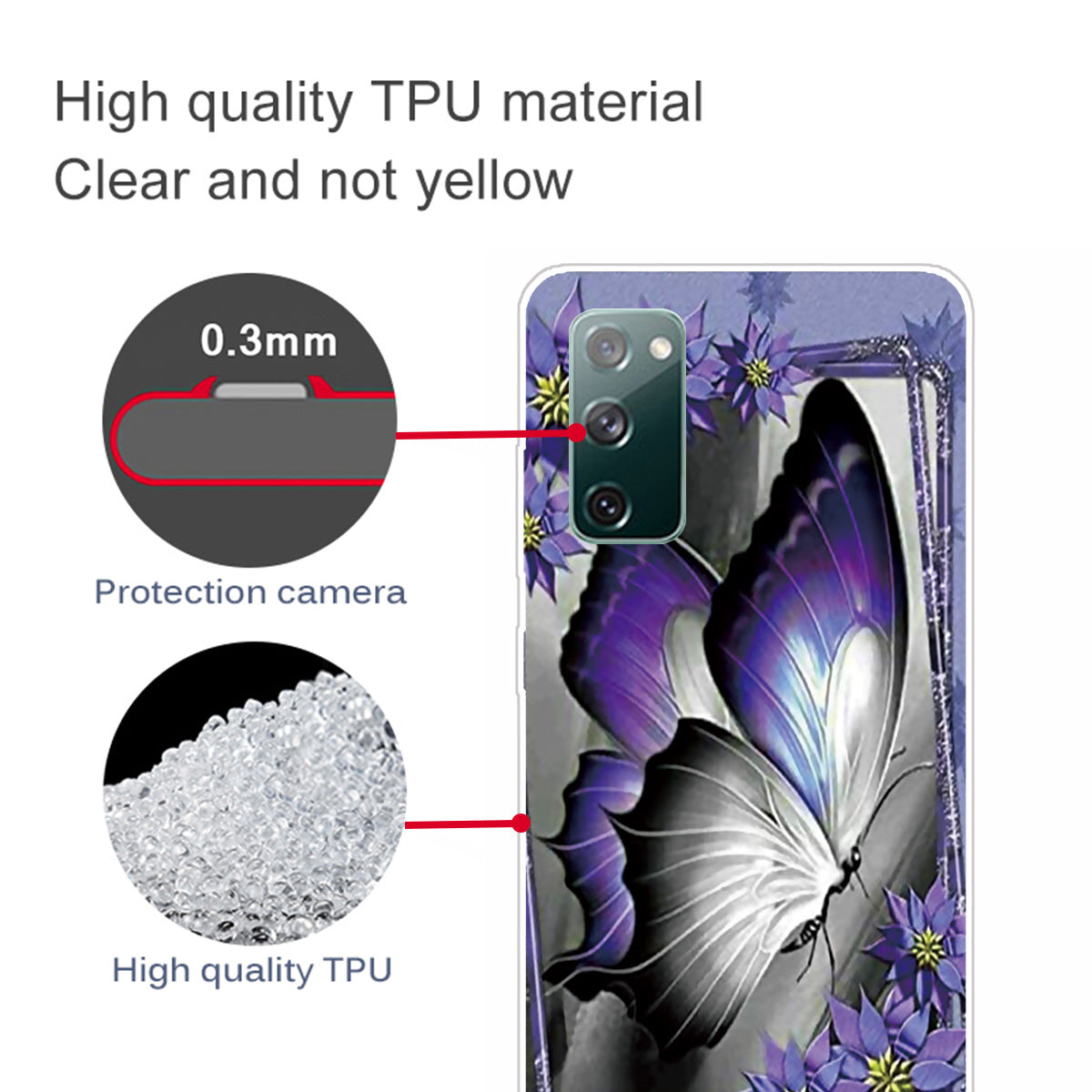 For Samsung Galaxy S20 FE/S20 Fan Edition/S20 FE 5G/S20 Fan Edition 5G/S20 Lite/S20 FE 2022 Pattern Printing IMD Soft TPU Phone Case - Butterfly