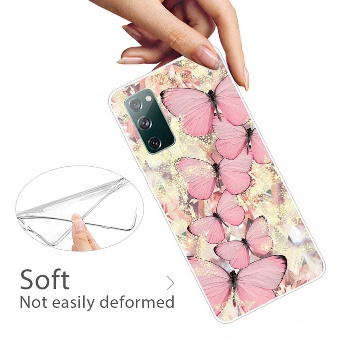 For Samsung Galaxy S20 FE/S20 Fan Edition/S20 FE 5G/S20 Fan Edition 5G/S20 Lite/S20 FE 2022 Pattern Printing IMD Soft TPU Phone Case - Pink Butterfly