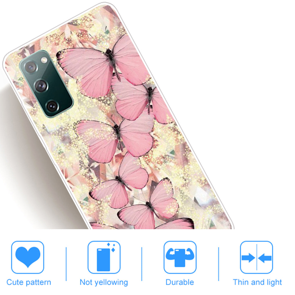 For Samsung Galaxy S20 FE/S20 Fan Edition/S20 FE 5G/S20 Fan Edition 5G/S20 Lite/S20 FE 2022 Pattern Printing IMD Soft TPU Phone Case - Pink Butterfly