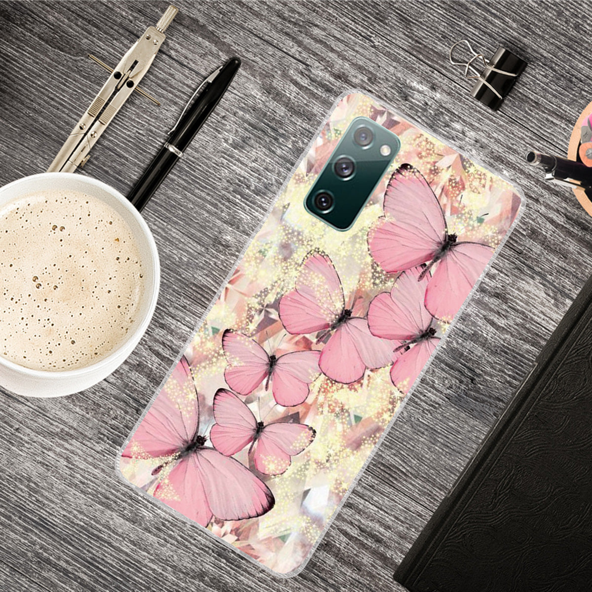 For Samsung Galaxy S20 FE/S20 Fan Edition/S20 FE 5G/S20 Fan Edition 5G/S20 Lite/S20 FE 2022 Pattern Printing IMD Soft TPU Phone Case - Pink Butterfly