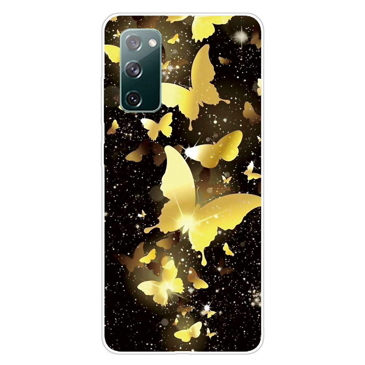 For Samsung Galaxy S20 FE/S20 Fan Edition/S20 FE 5G/S20 Fan Edition 5G/S20 Lite/S20 FE 2022 Pattern Printing IMD Soft TPU Phone Case - Gold Butterfly