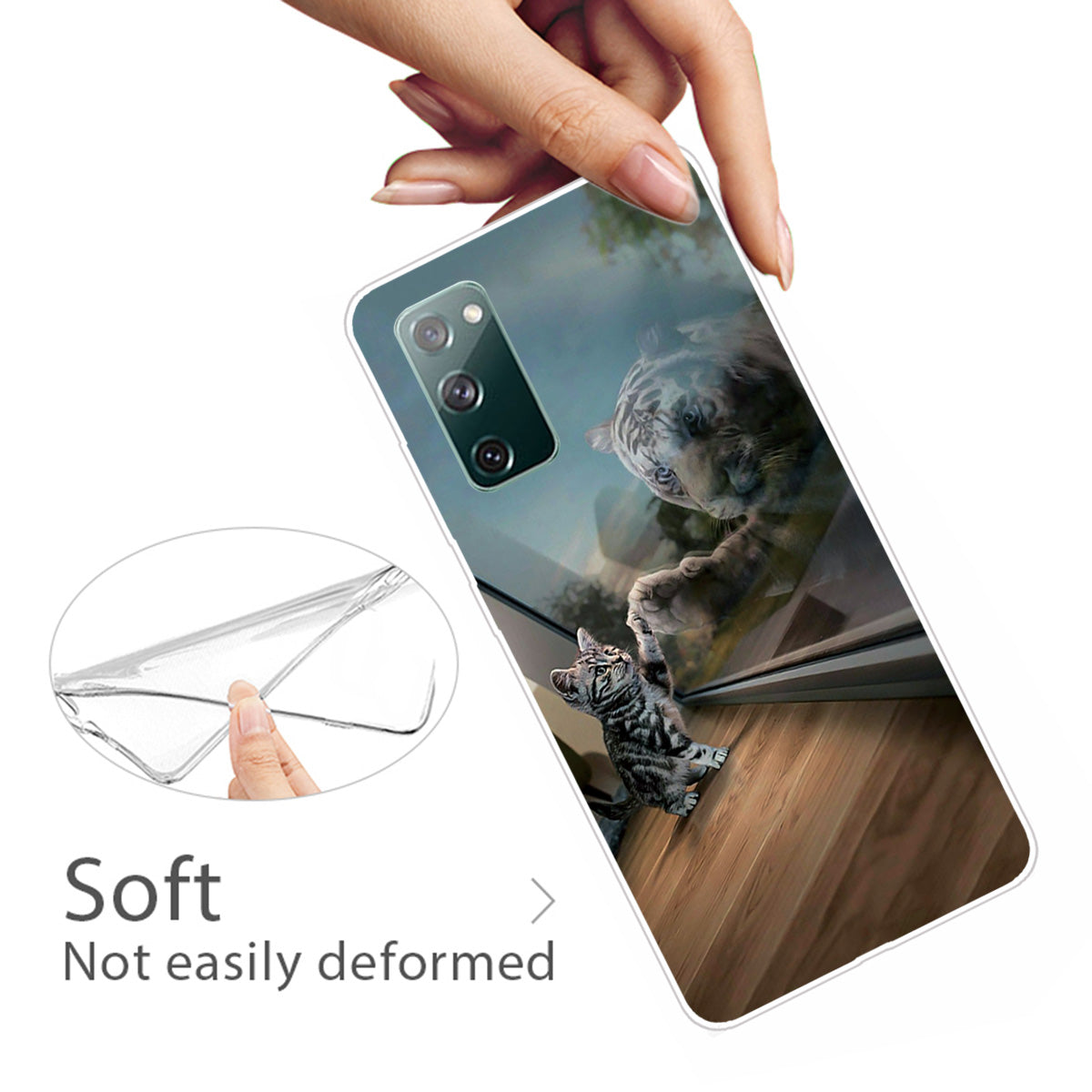 For Samsung Galaxy S20 FE/S20 Fan Edition/S20 FE 5G/S20 Fan Edition 5G/S20 Lite/S20 FE 2022 Pattern Printing IMD Soft TPU Phone Case - Cat and Tiger