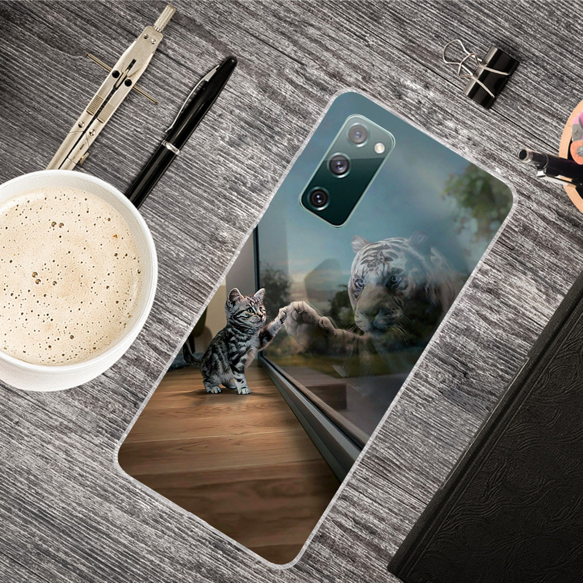 For Samsung Galaxy S20 FE/S20 Fan Edition/S20 FE 5G/S20 Fan Edition 5G/S20 Lite/S20 FE 2022 Pattern Printing IMD Soft TPU Phone Case - Cat and Tiger