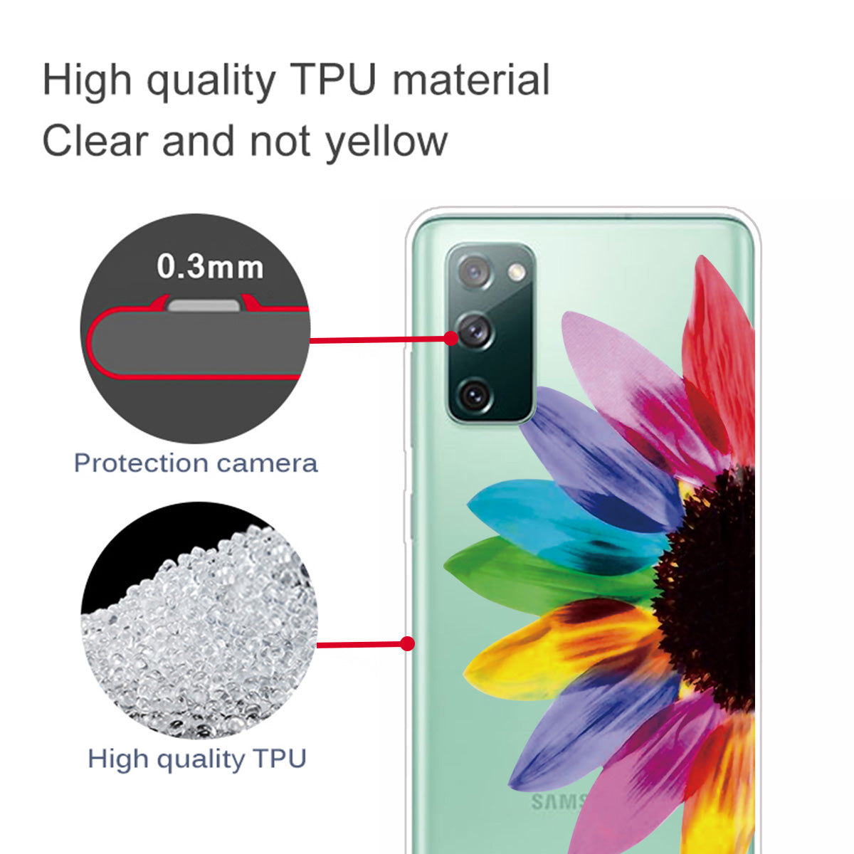 For Samsung Galaxy S20 FE/S20 Fan Edition/S20 FE 5G/S20 Fan Edition 5G/S20 Lite/S20 FE 2022 Pattern Printing IMD Soft TPU Phone Case - Colorized Flower