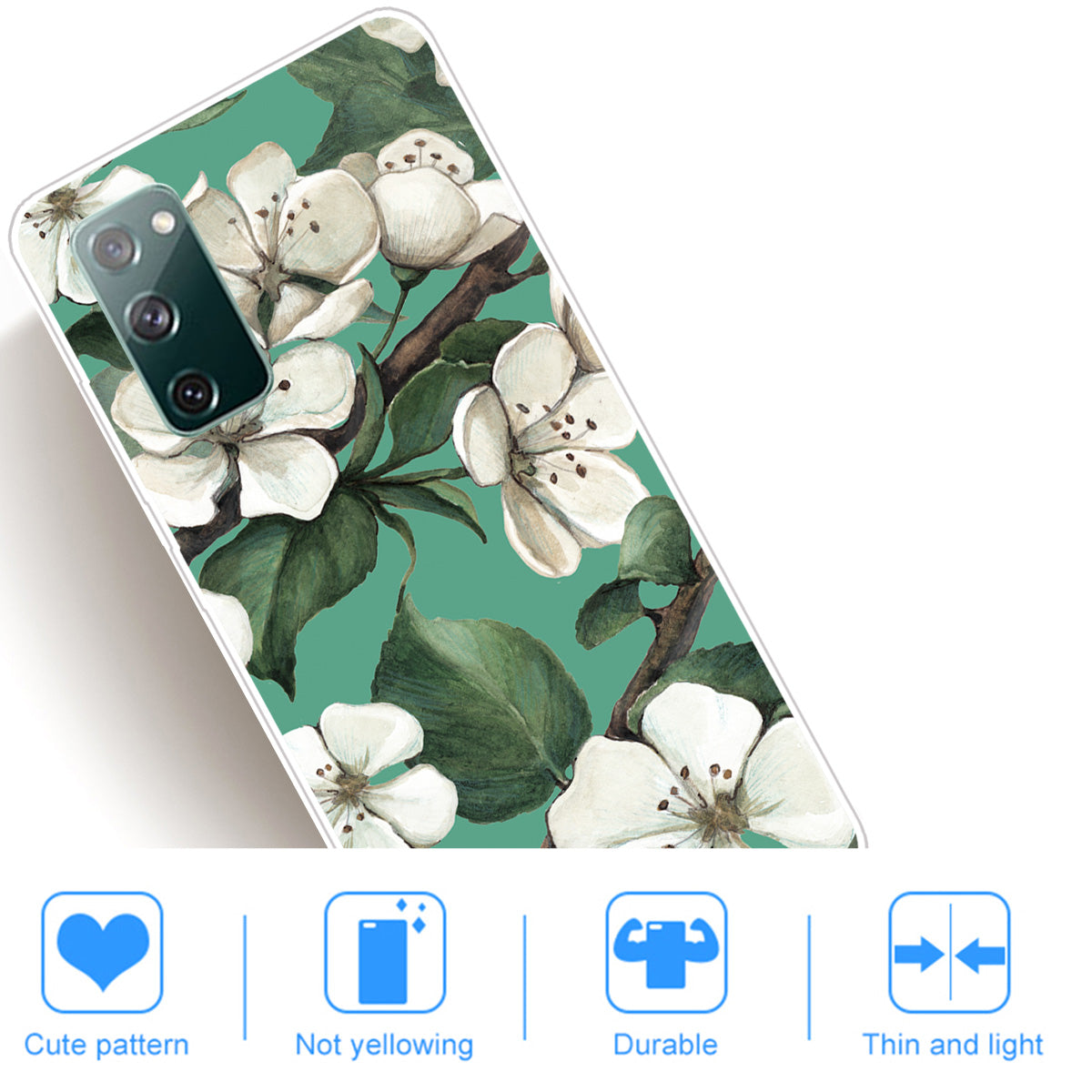 For Samsung Galaxy S20 FE/S20 Fan Edition/S20 FE 5G/S20 Fan Edition 5G/S20 Lite/S20 FE 2022 Pattern Printing IMD Soft TPU Phone Case - White Flower