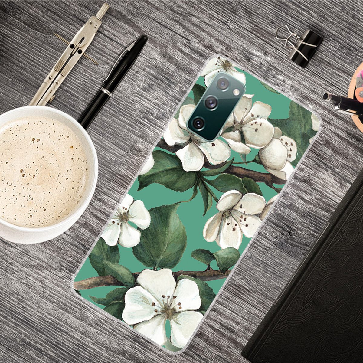 For Samsung Galaxy S20 FE/S20 Fan Edition/S20 FE 5G/S20 Fan Edition 5G/S20 Lite/S20 FE 2022 Pattern Printing IMD Soft TPU Phone Case - White Flower