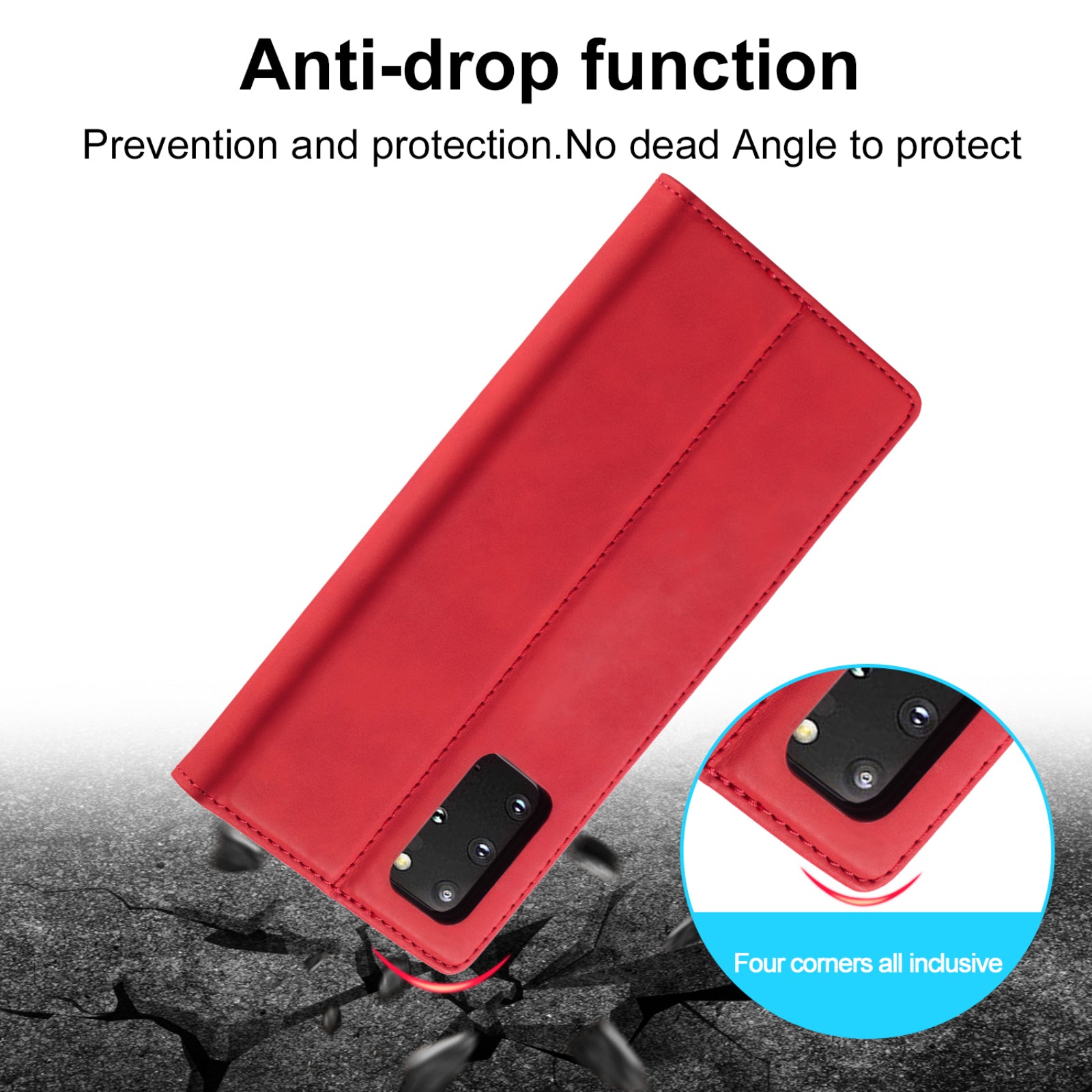 LC.IMEEKE LC Strong Magnetic Series Leather Wallet Phone Protective Shell for Samsung Galaxy S20 Ultra - Red