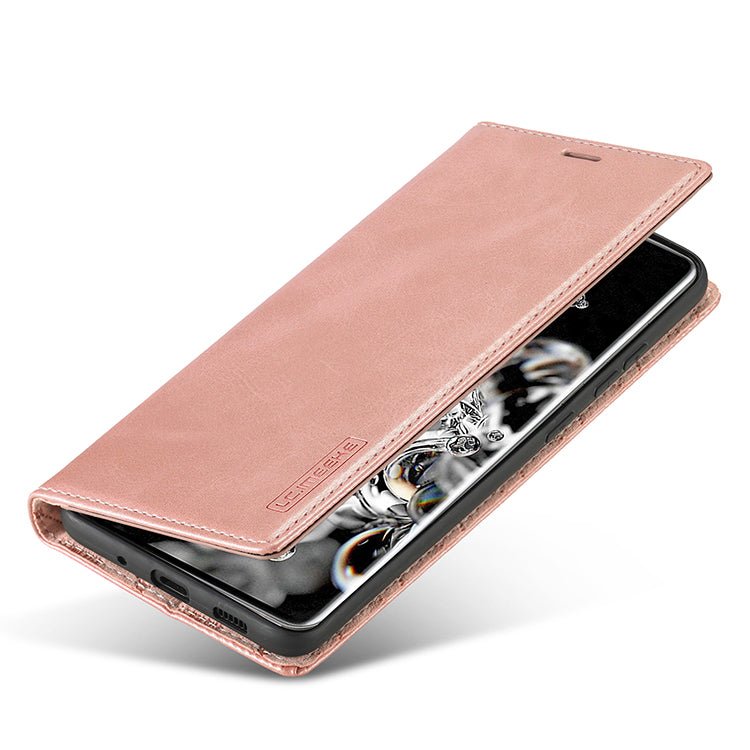 LC.IMEEKE LC Strong Magnetic Series Leather Wallet Phone Protective Shell for Samsung Galaxy S20 Ultra - Rose Gold